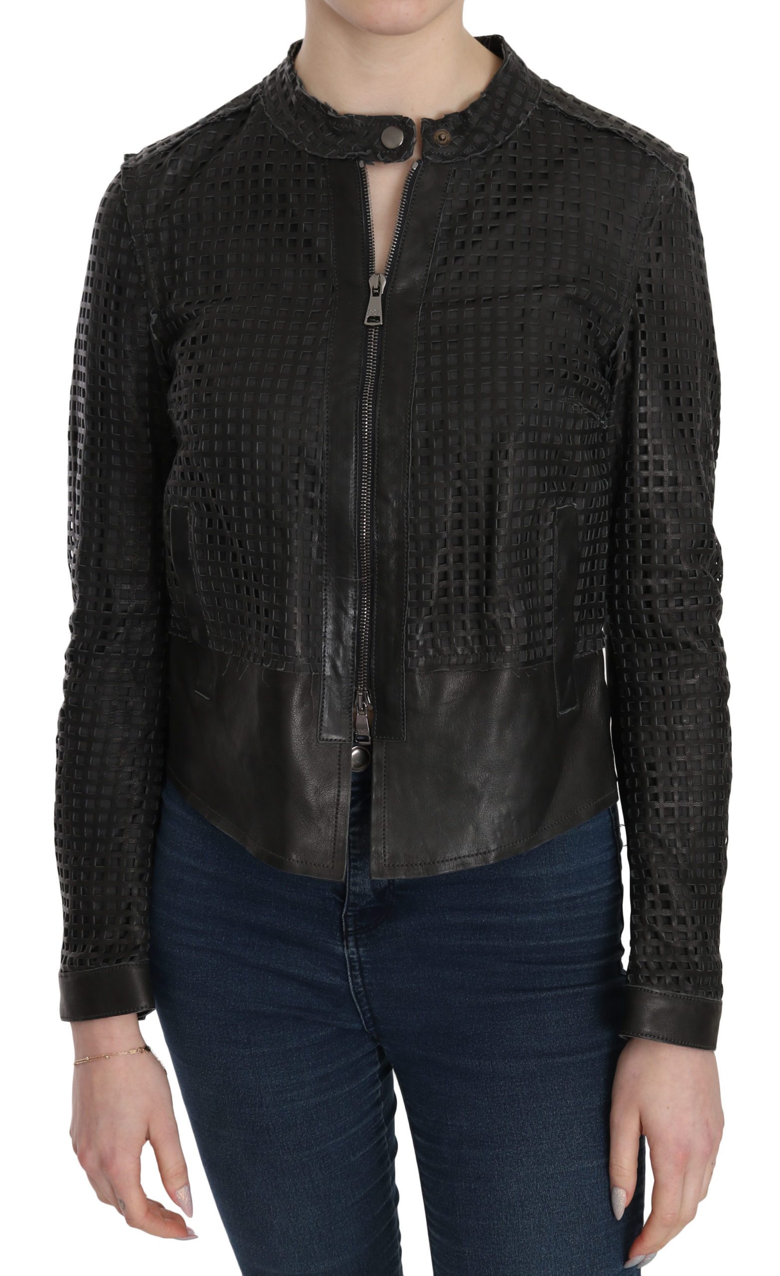 Dolce & Gabbana Women's Leather Cutout Biker Jacket Black TSH3598 - IT40|S