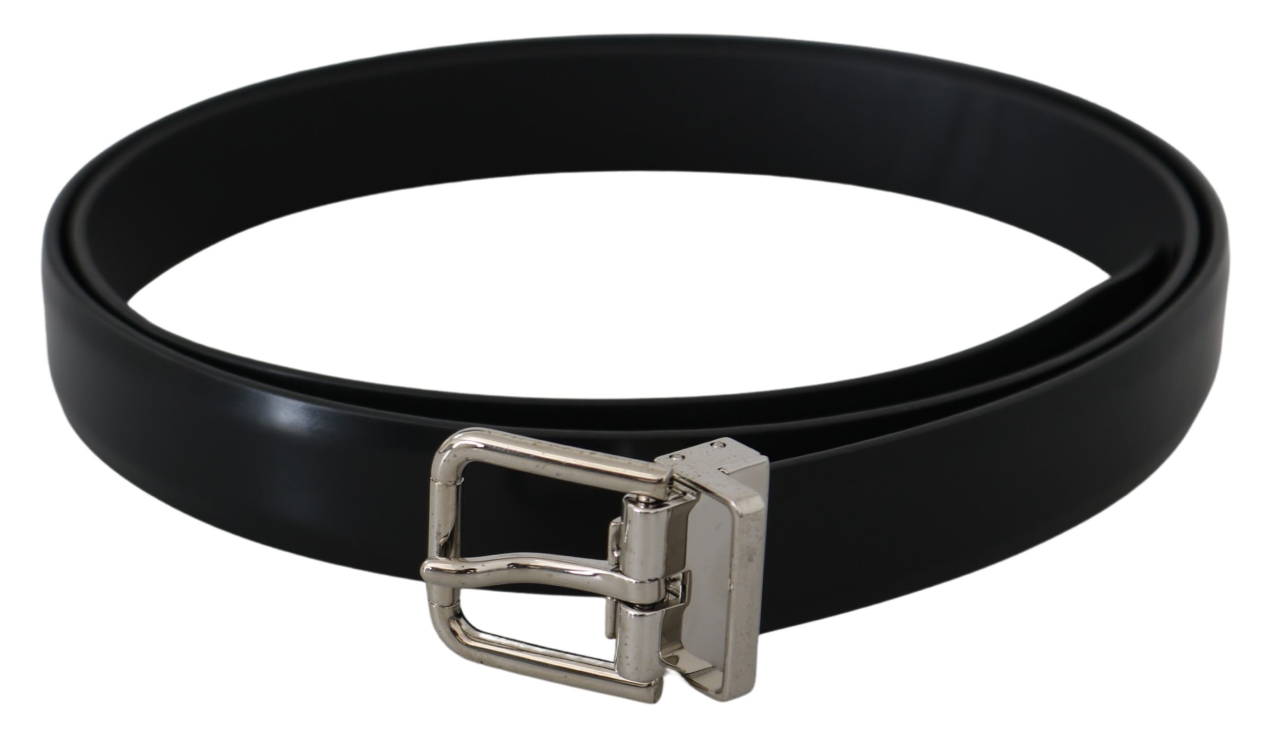 Dolce & Gabbana Men's Silver Logo Buckle Belt Black BEL60862 - 115 cm / 46 Inches