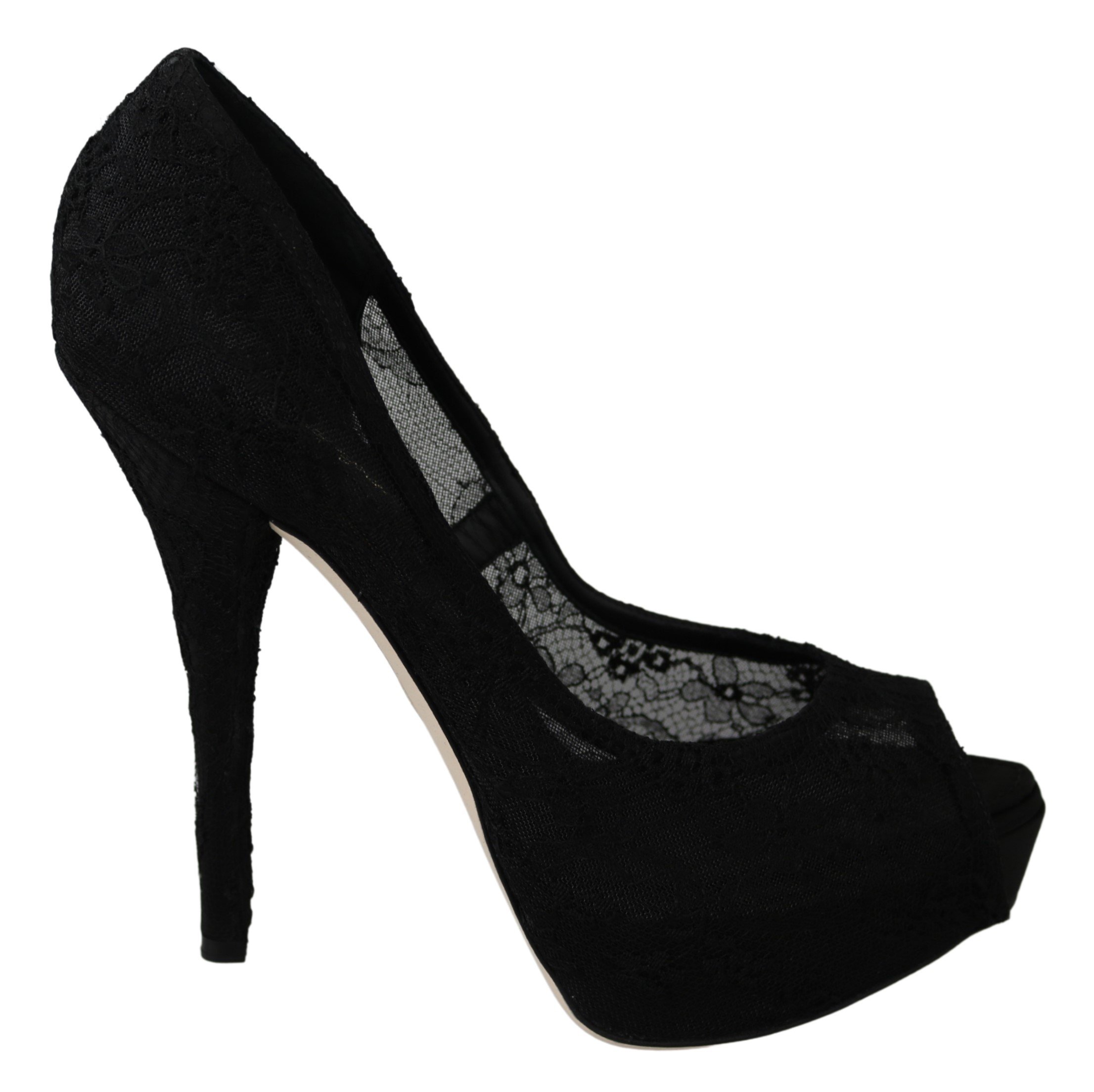 Black Floral Platform Heels Pumps Shoes - EU39/US8.5