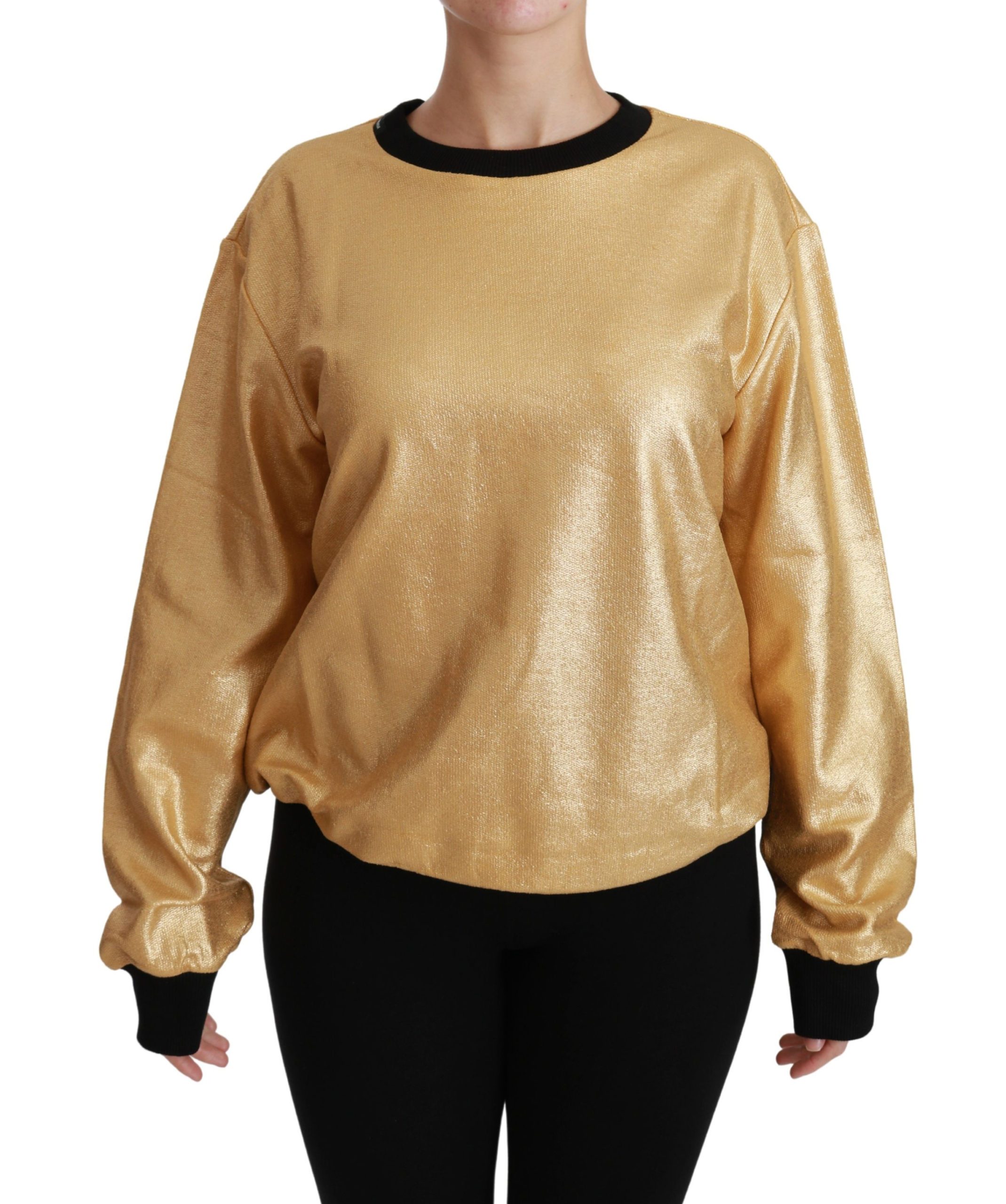 Dolce & Gabbana Women's Cotton Crewneck Pullover Sweater Gold TSH4417 - IT36 | XS