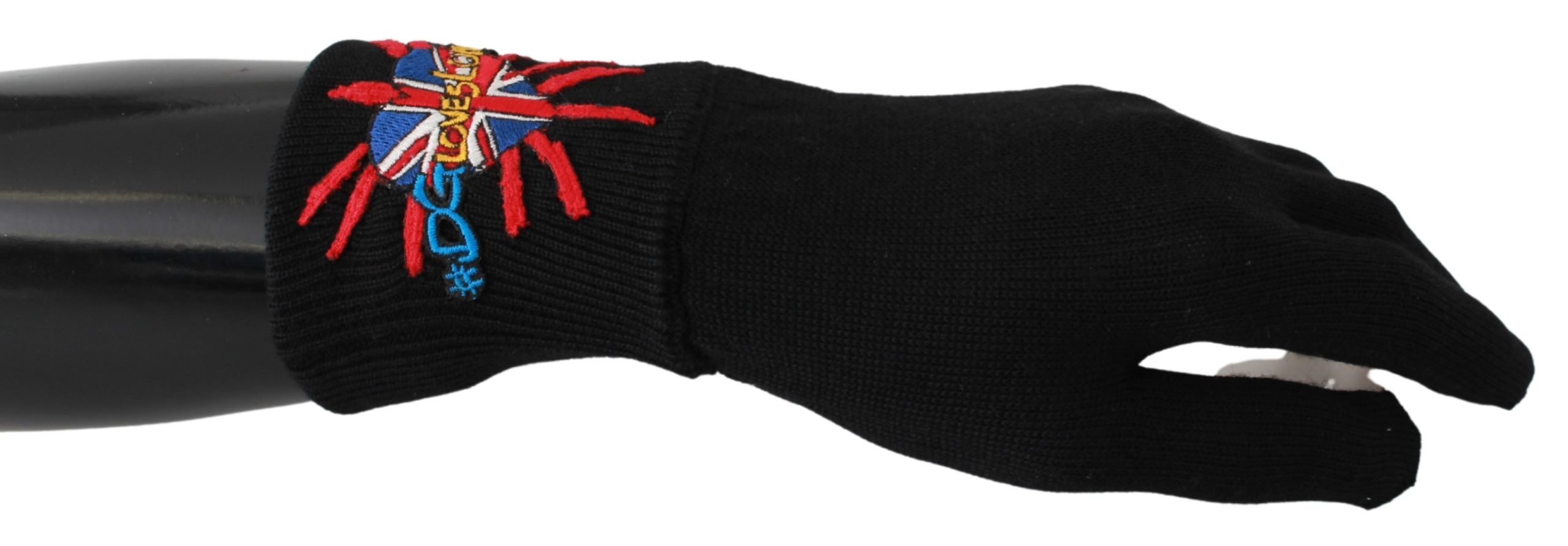 Dolce & Gabbana Men's Embroidered Wool Gloves Black 293990360551