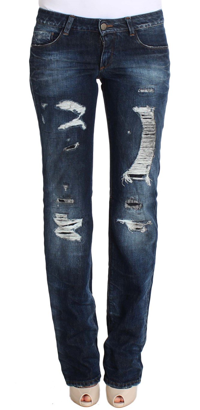 Costume National Women's Cotton Torn Regular Fit Jeans Blue SIG30222 - W26