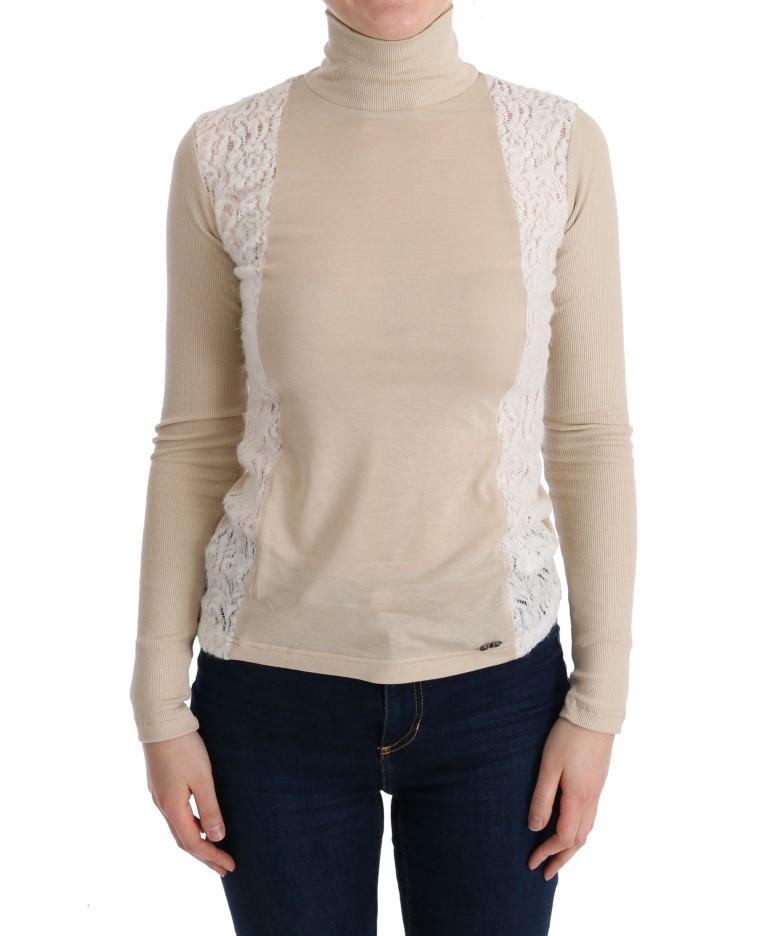 Costume National Women's Turtleneck Viscose Sweater Beige TUI10011 - XS