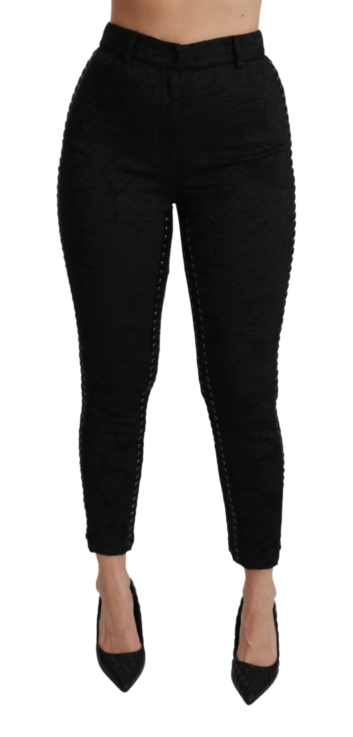Dolce & Gabbana Women's Brocade Skinny High Waist Trouser Black PAN70942 - IT40|S