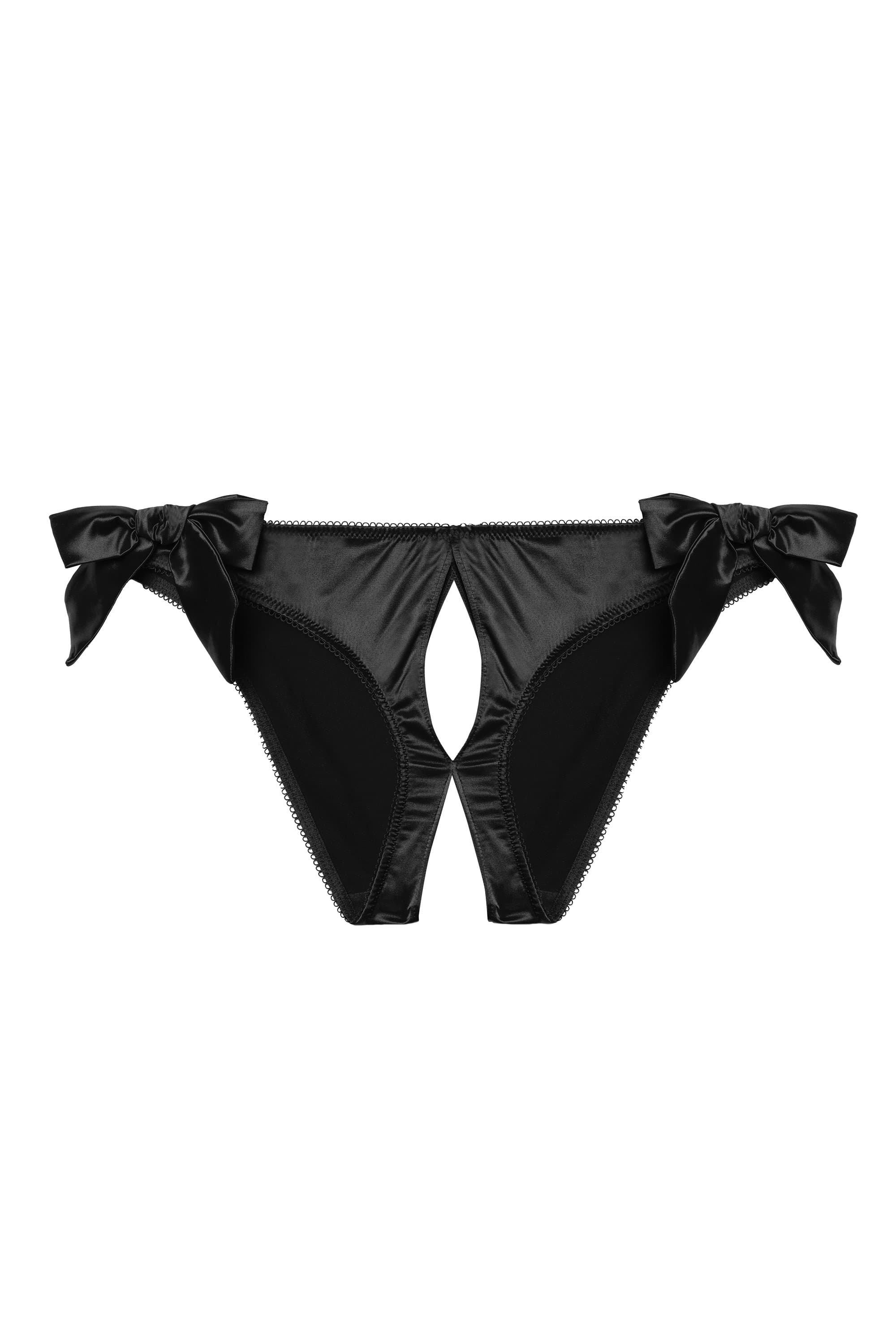 Kiss Me Deadly x Playful Promises Yva Black Bow Ouvert Brief UK 10 / US 6