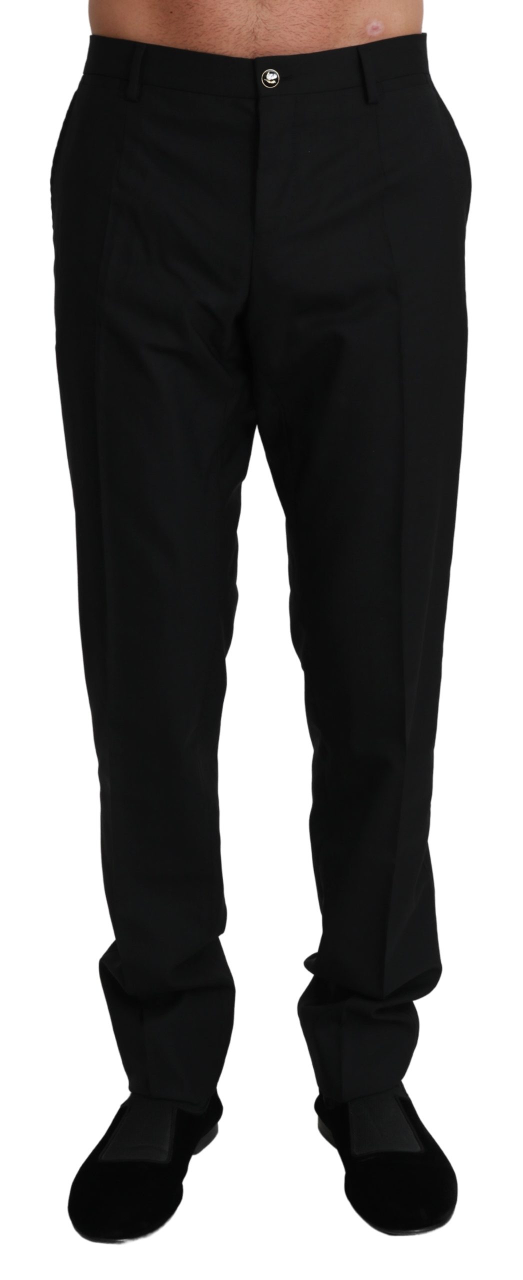 Dolce & Gabbana Men's Formal Dress Virgin Wool Trouser Black PAN71004 - IT50 | L