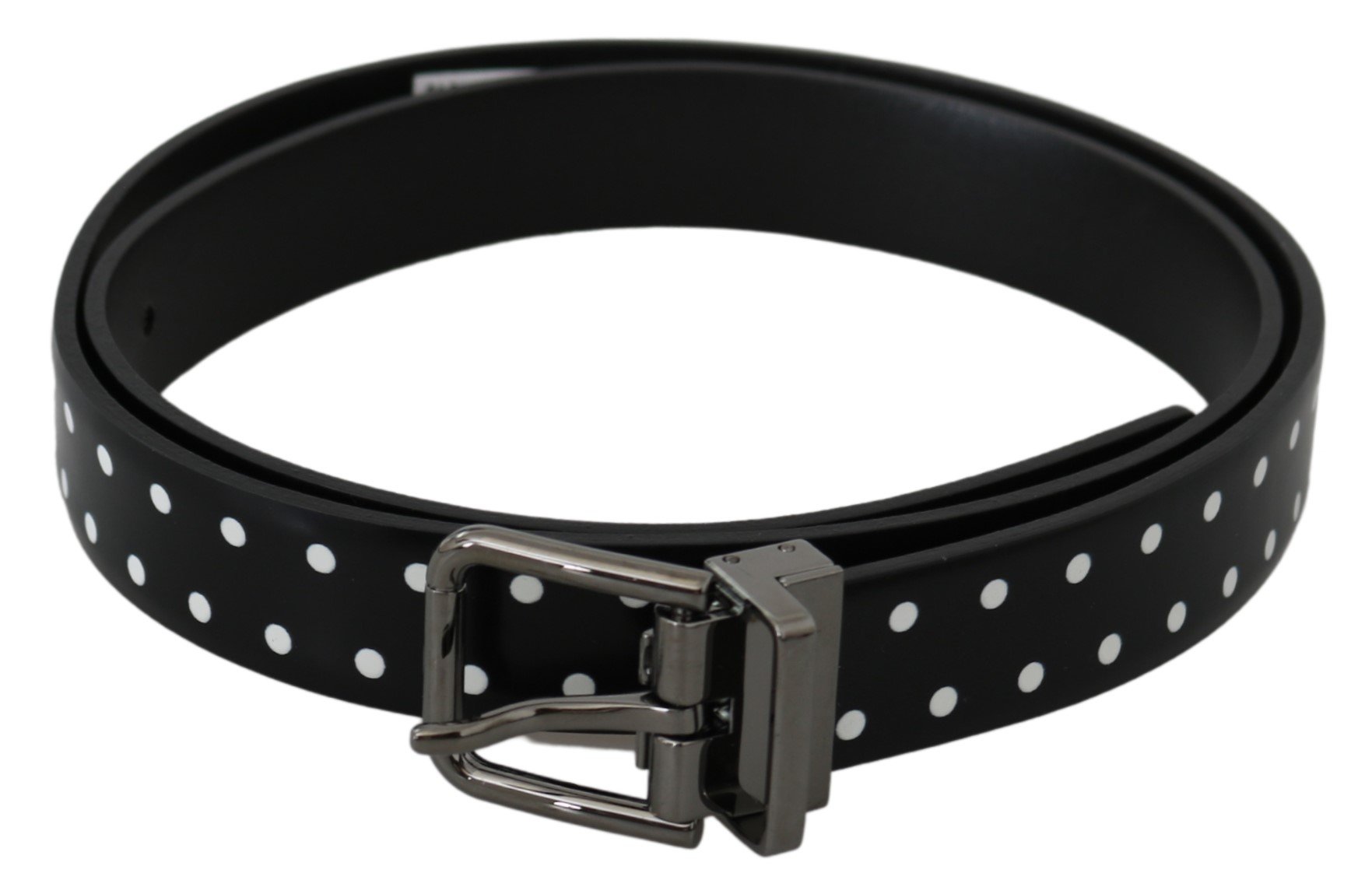 Dolce & Gabbana Men's Leather Polka Dot Buckle Belt Black BEL60728 - 90 cm / 36 Inches