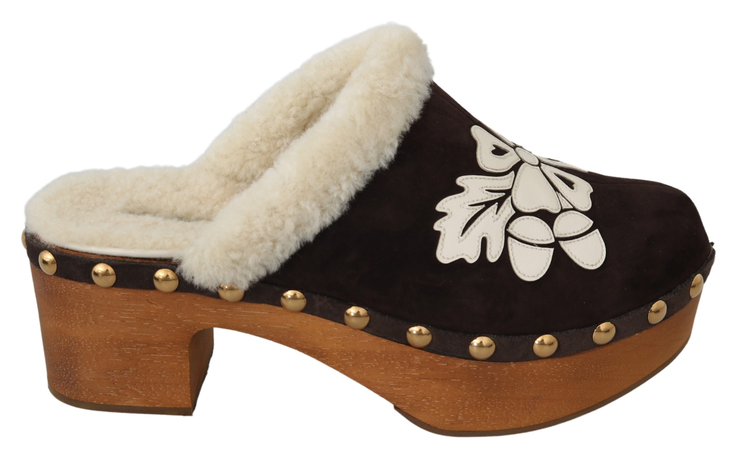 Dolce & Gabbana Women's Suede Shearling Sandals Brown LA7078 - EU39/US8.5