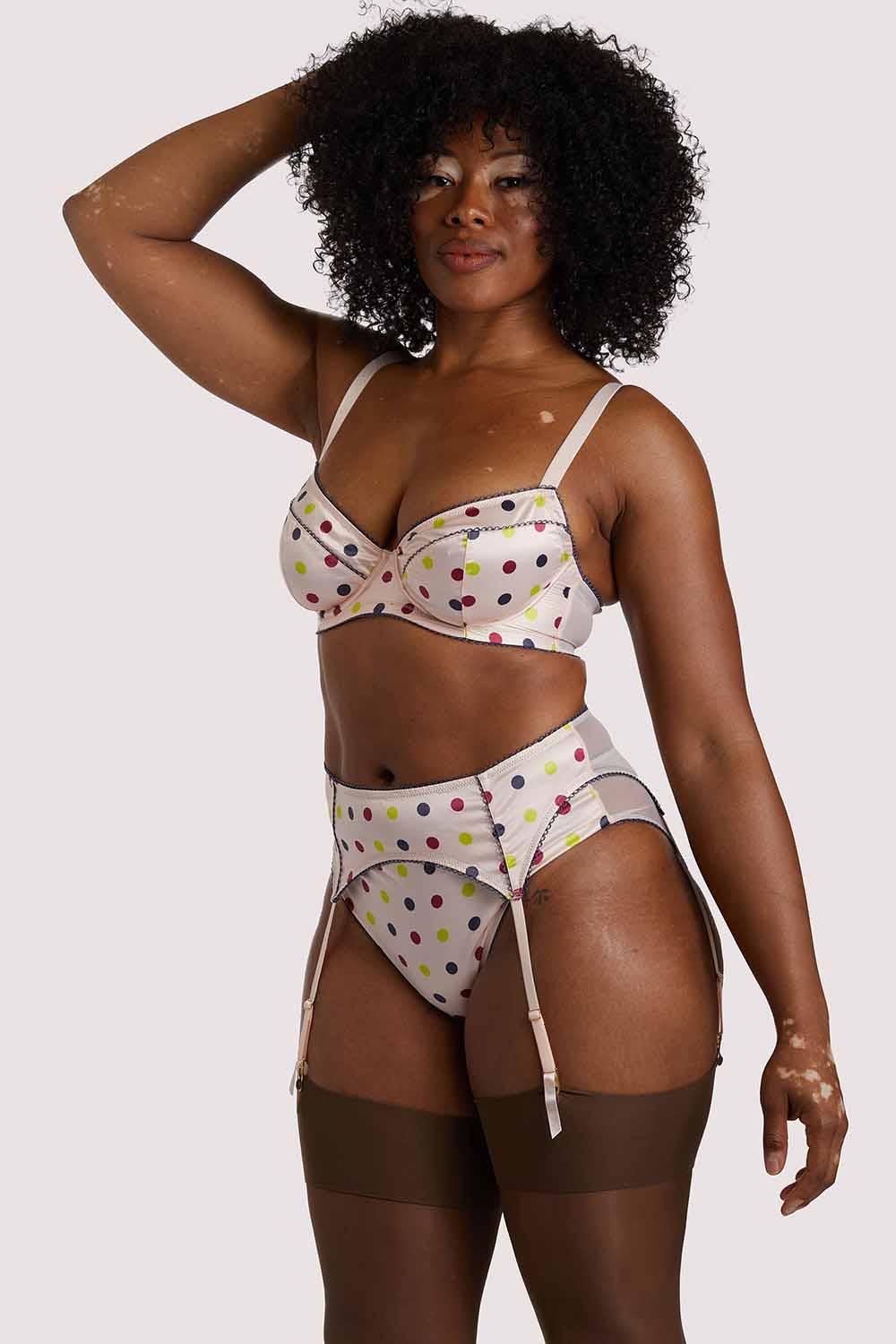 Felicity Hayward x PP Rowswell polka Dot Peach Suspender UK 10 / US 6