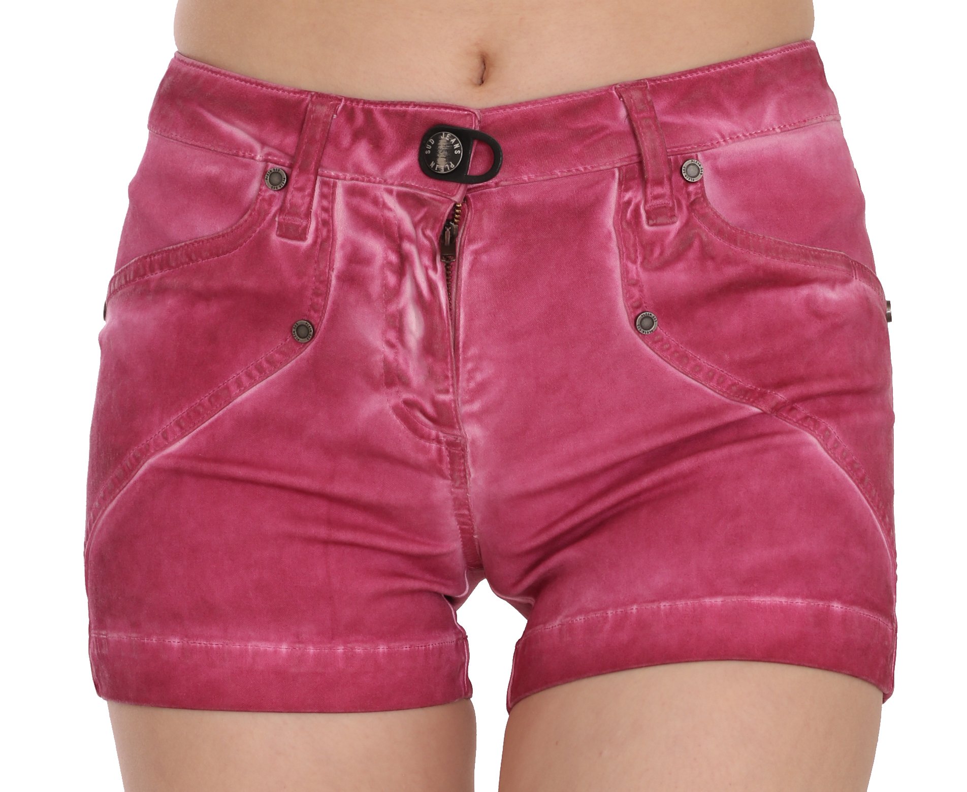 PLEIN SUD Women's Mid Waist Cotton Mini Denim Shorts Pink PAN70241 - IT36 | XS