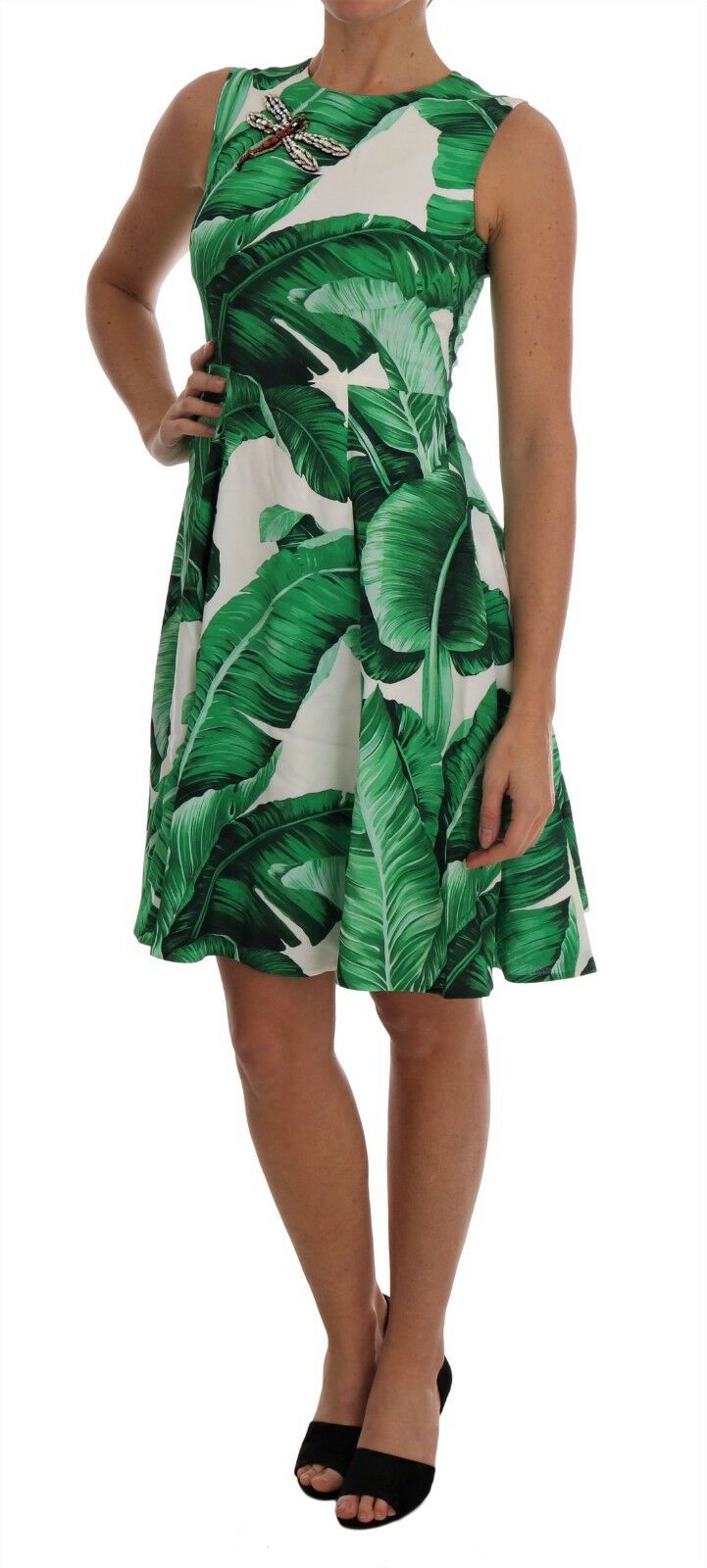 Dolce & Gabbana Women's Banana Leaf Crystal Sheath Dress White DR3000 - IT40|S