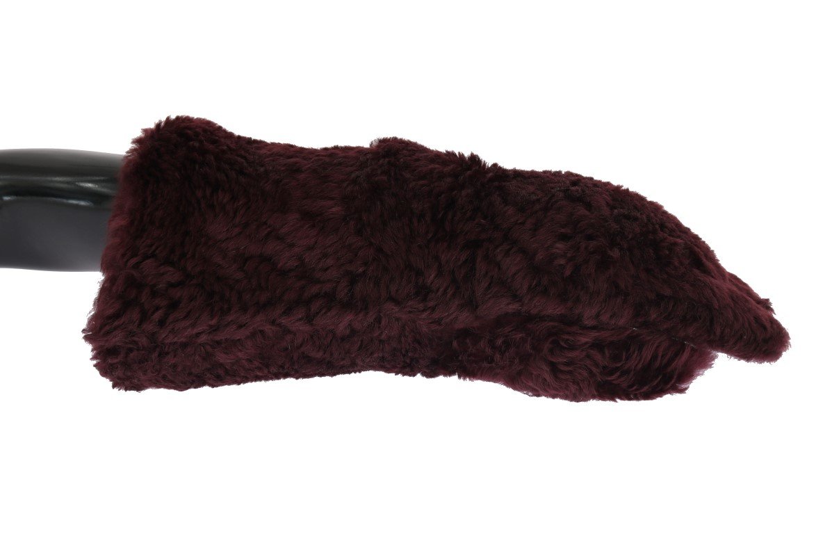 Dolce & Gabbana Men's Leather Shearling Fur Gloves Bordeaux LB157 - 9|M