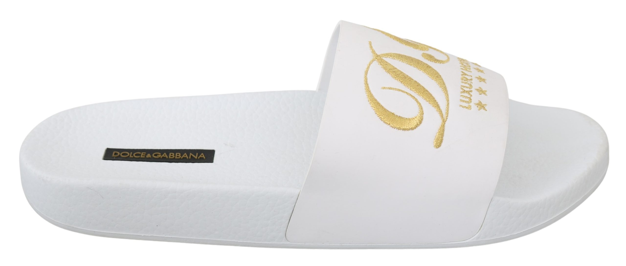 Dolce & Gabbana Women's Leather Luxury Hotel Slipper White LA7109 - EU41/US10.5