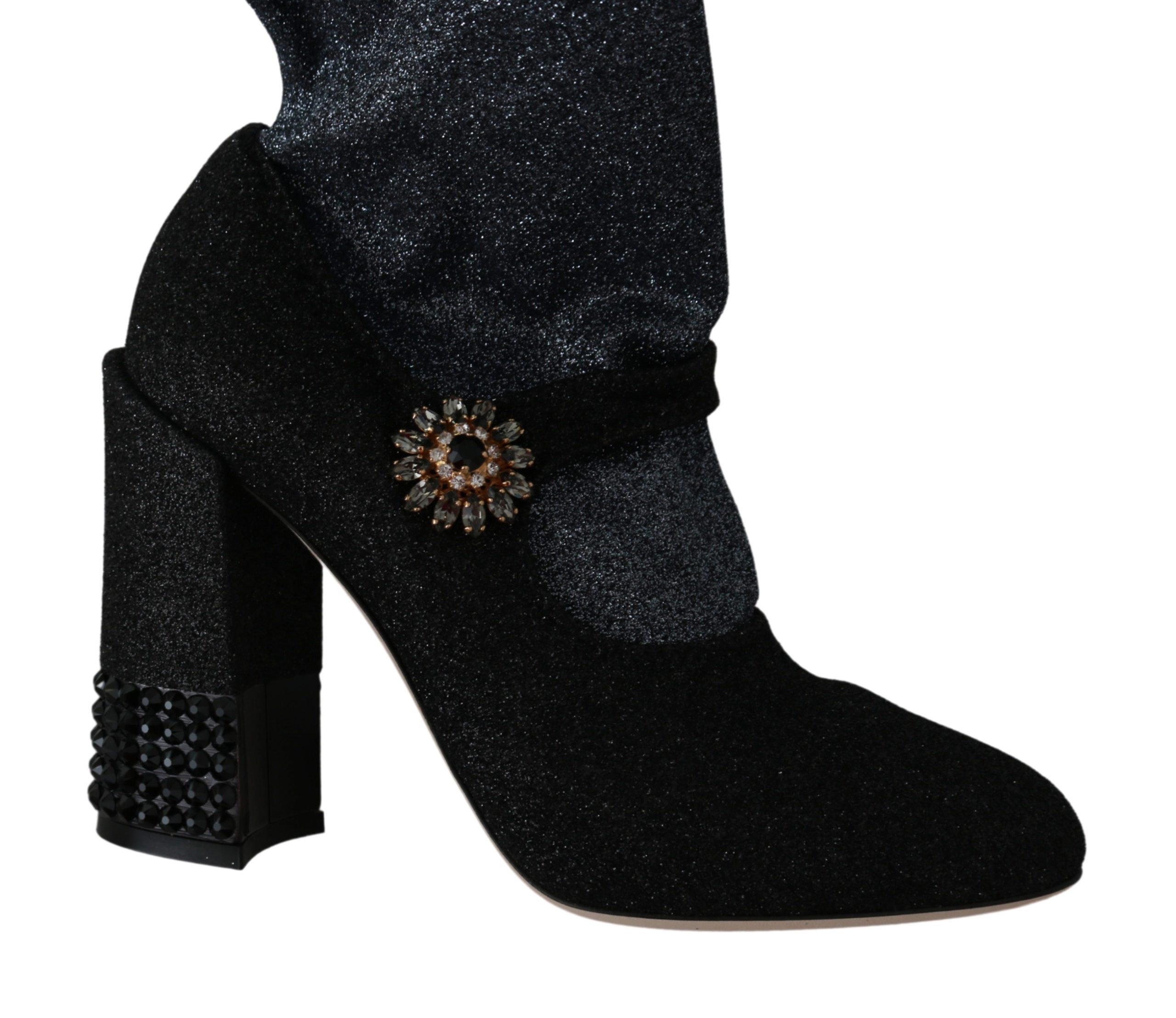 Dolce & Gabbana Women's Crystal Mary Janes Booties Black LA6441-37 - EU37/US6.5