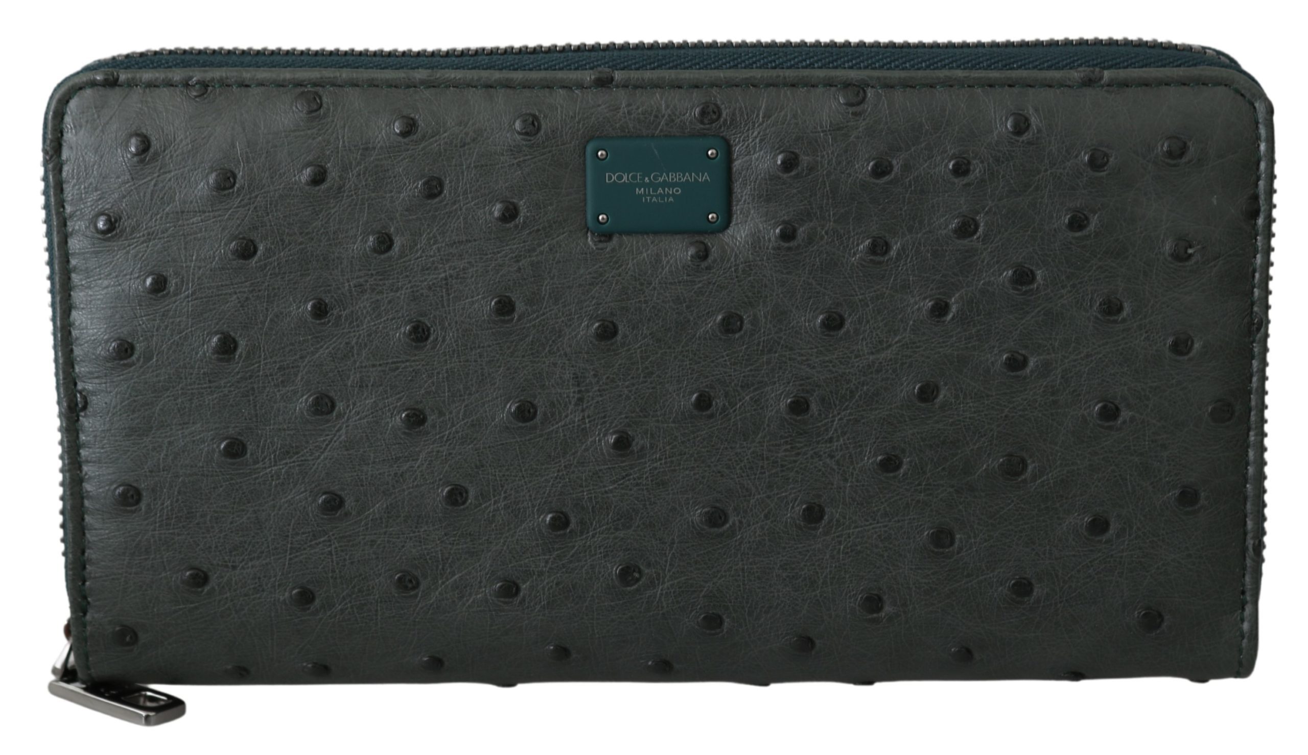 Dolce & Gabbana Men's Ostrich Leather Continental Wallet Green VAS9686