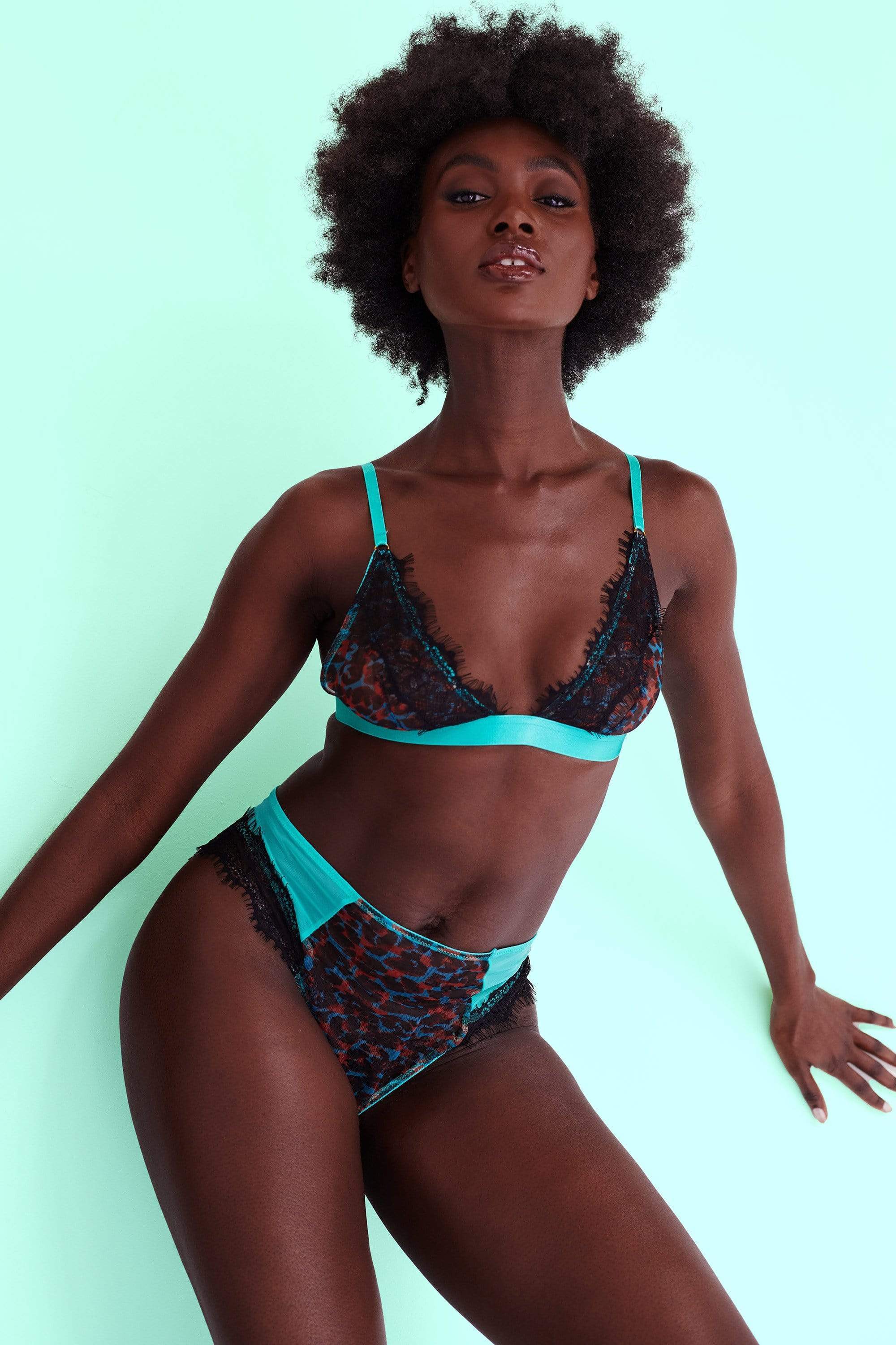 Regalia Harlow Leopard Multi Triangle Bralette UK 10 / US 6