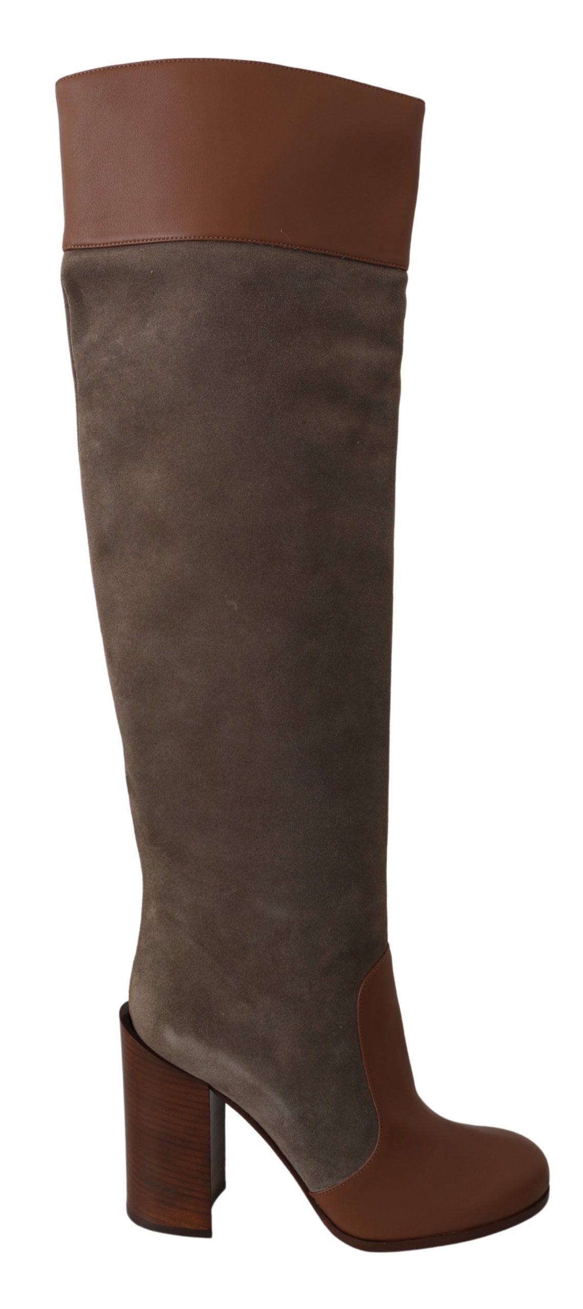 Dolce & Gabbana Women's Leather Knee High Boots Brown LA6696 - EU39/US8.5