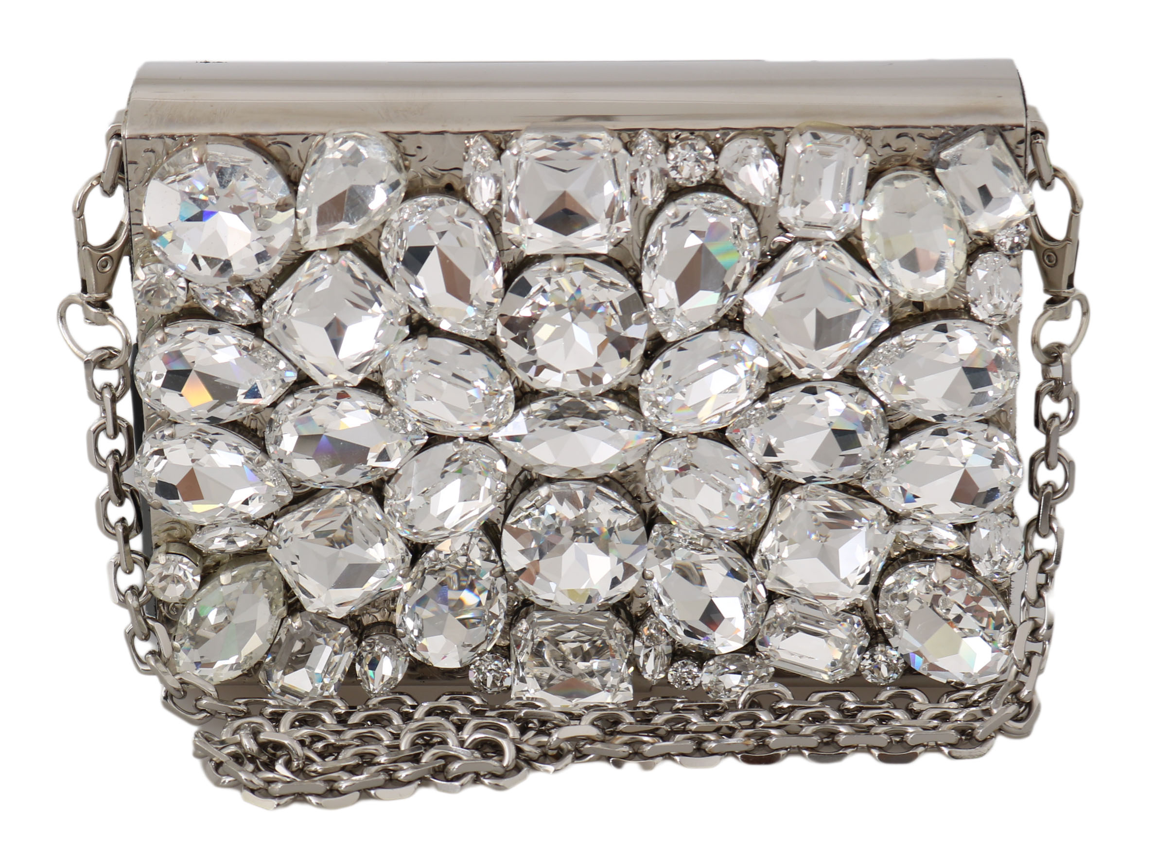 Dolce & Gabbana Women's Metal Crystal Shoulder Bag Silver VA1135