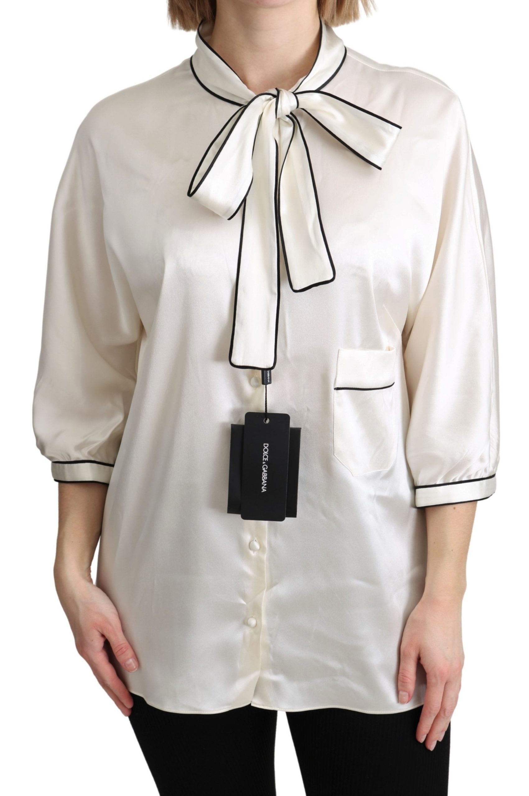 Dolce & Gabbana Women's Silk Off Top White TSH4818 - IT46|XL