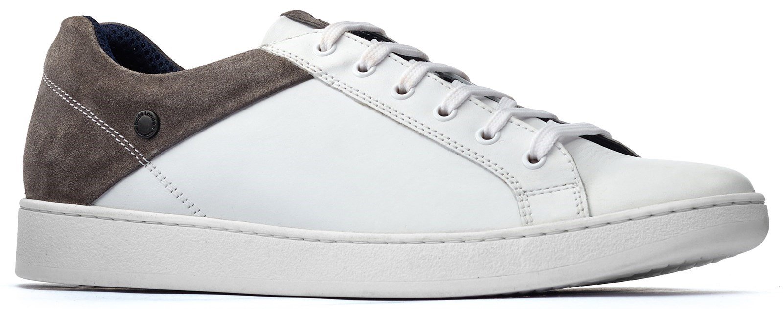 Base London Men's Crew Lace Up Trainer Various Colours 31205 - White/Grey 6