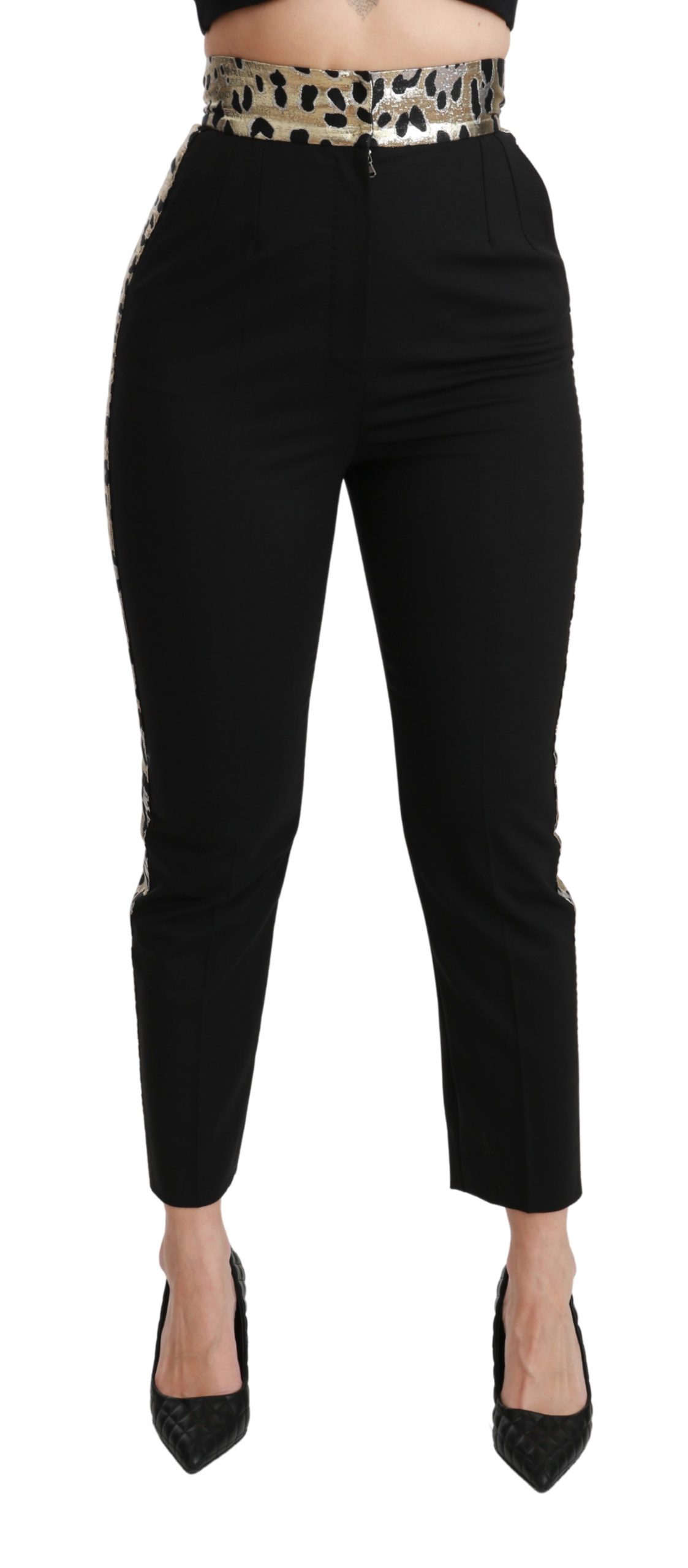Dolce & Gabbana Women's Cropped Skinny High Waist Trouser Black PAN70940 - IT40|S