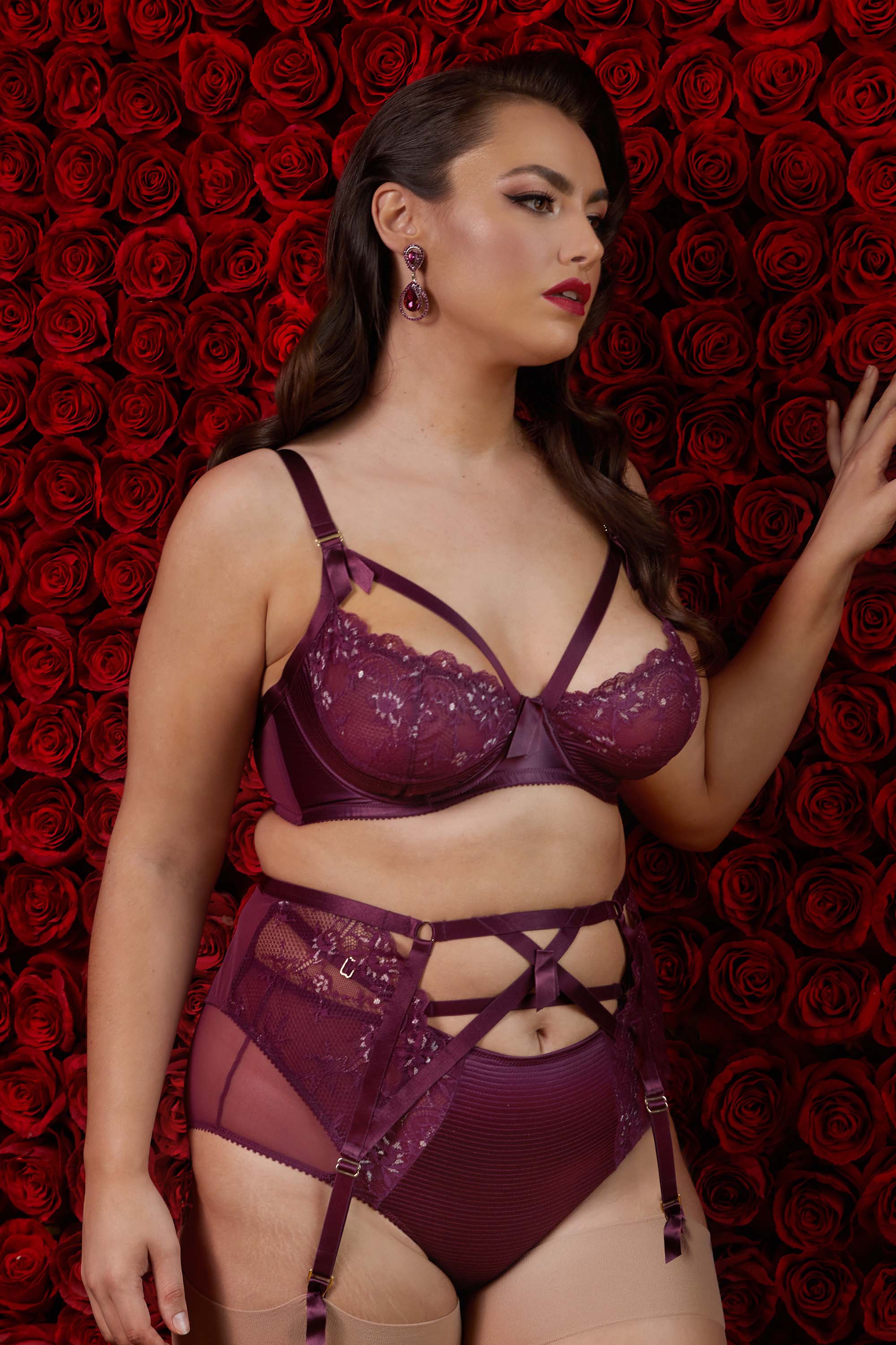 Dita Von Teese Madame X Dark Cherry High Waist Curve Suspender UK 18 / US 14