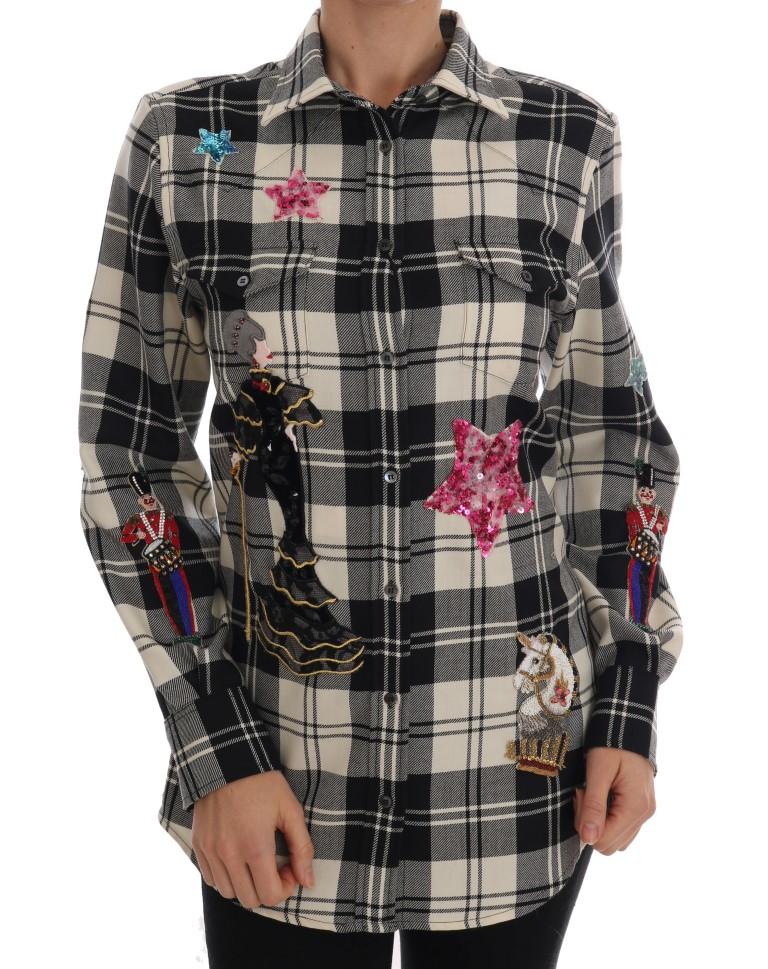Black White Fairy Tale Crystal Shirt - IT42|M