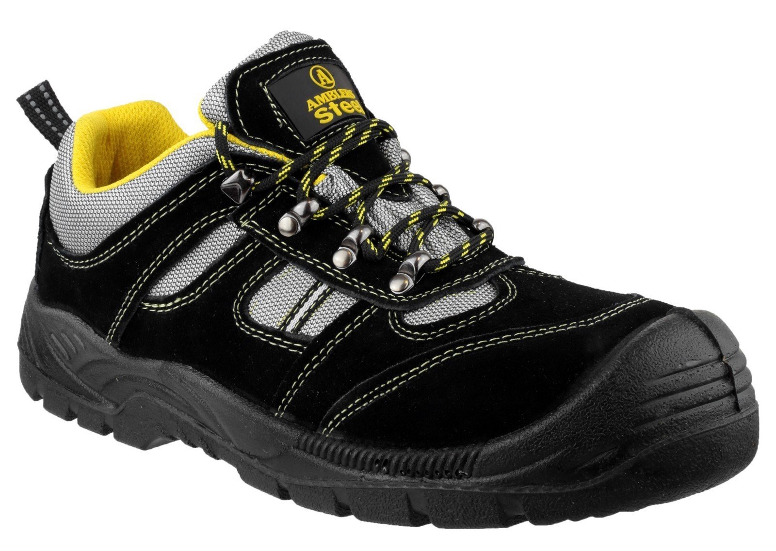 Amblers Unisex Safety Lightweight Lace up Trainer Black - Black 3