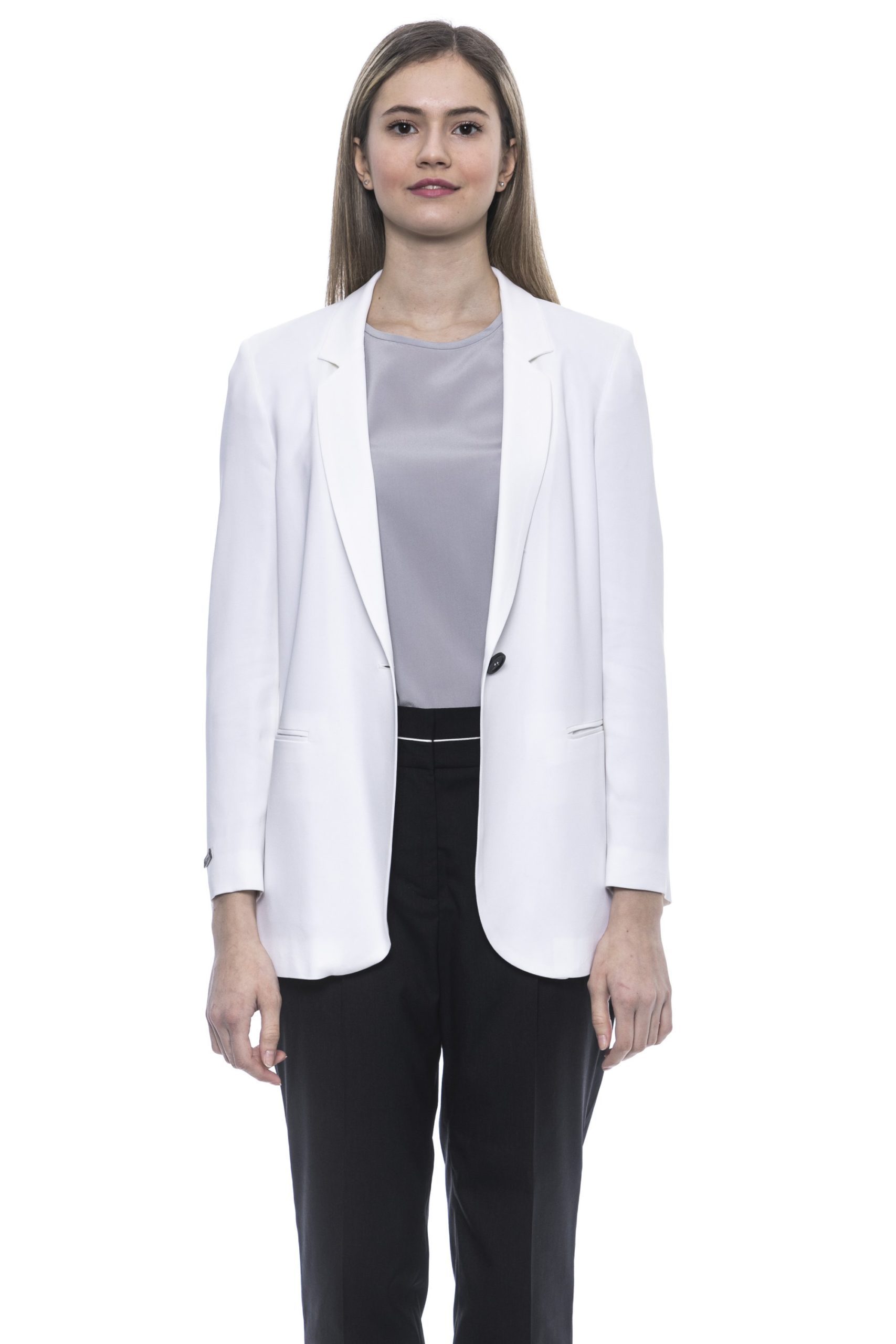 Peserico Women's Bianco Blazer White PE1381509 - IT42 | S