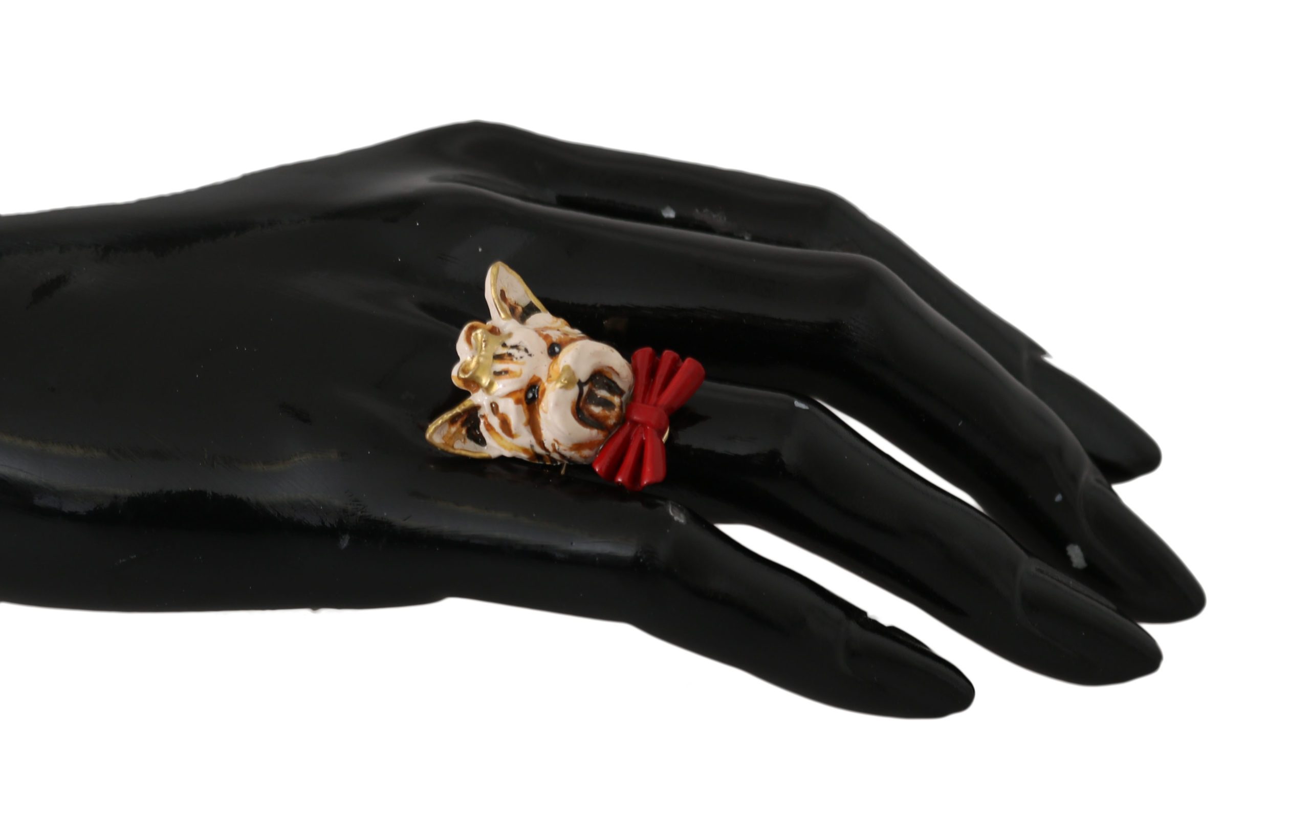 Dolce & Gabbana Women's Brass Resin Branded Ring Gold SMY2042 - EU54 | US7