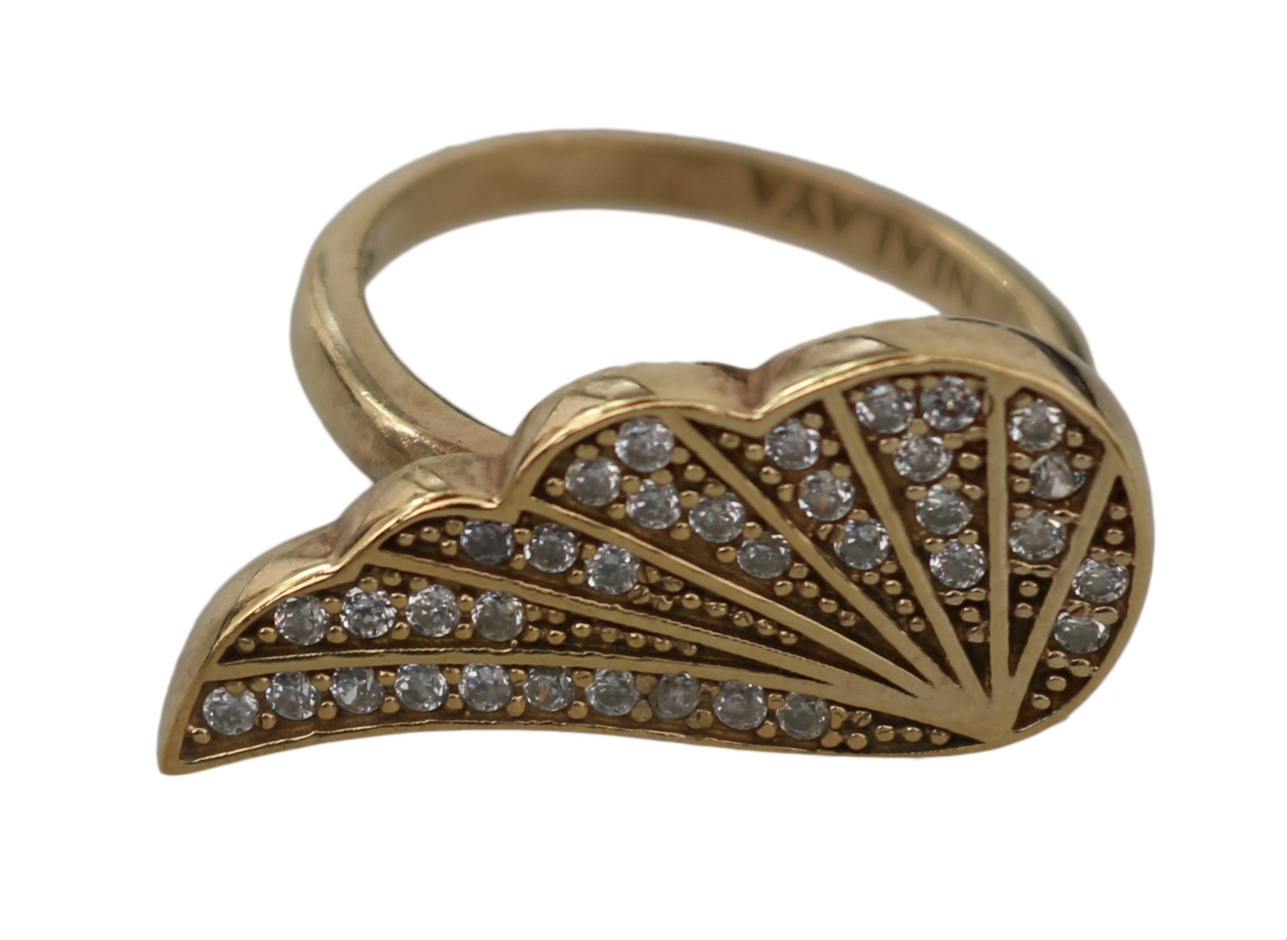 Nialaya Women's Wing Clear CZ 925 Authentic Ring Gold NY104 - EU51 | US5,5