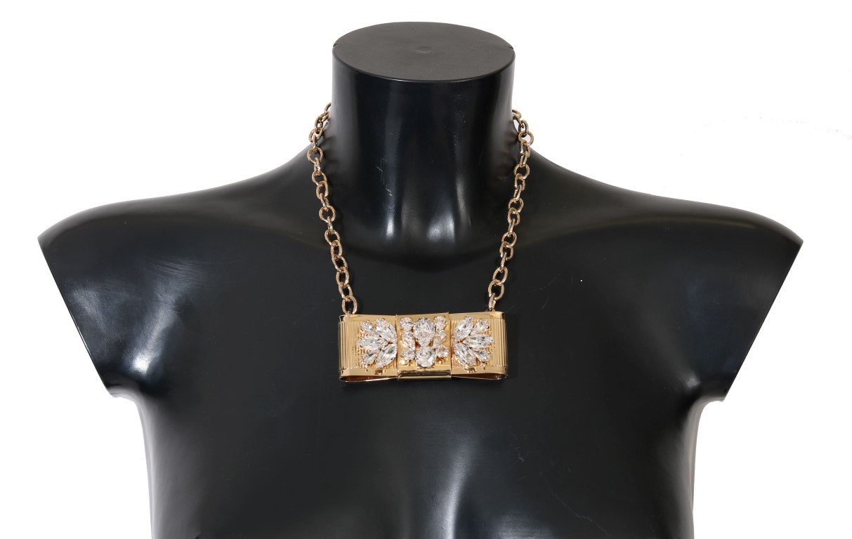 Dolce & Gabbana Women's Brass Clear Crystal Necklace Gold SMY1087