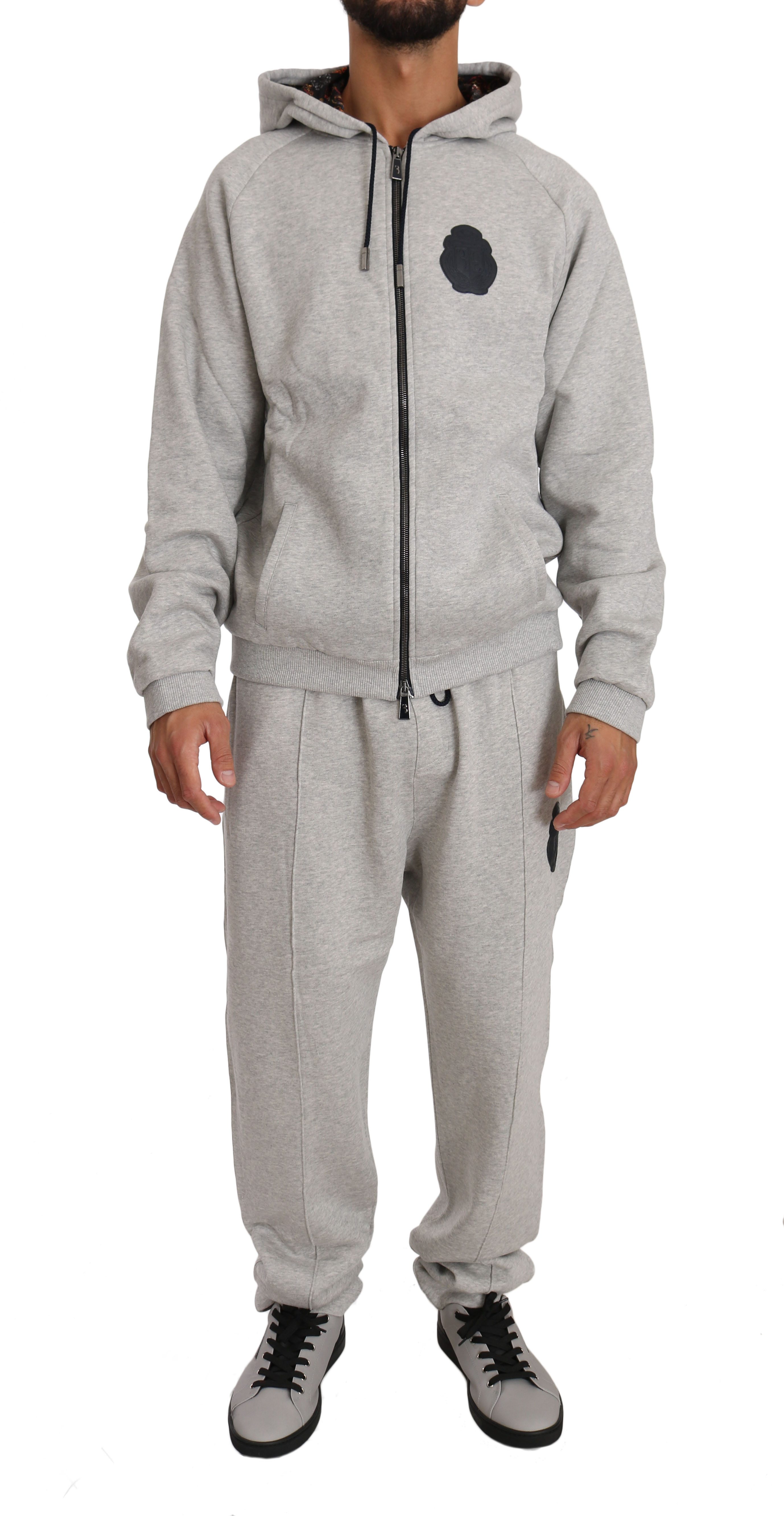 Billionaire Italian Couture Men's Hoodie Tracksuit Grey BIL1005 - 4XL