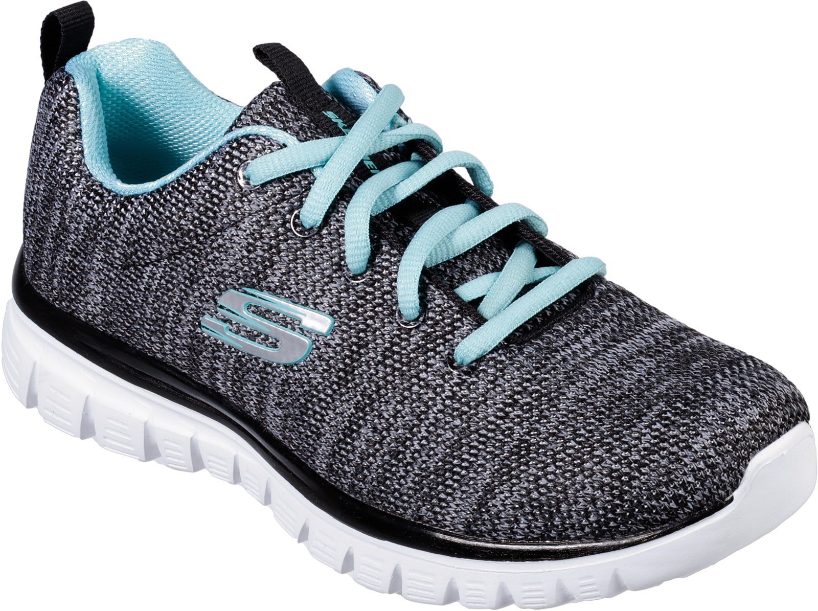 Skechers Women's Graceful Twisted Fortune Trainer Multicolor 31940 - Black/Turquoise 3