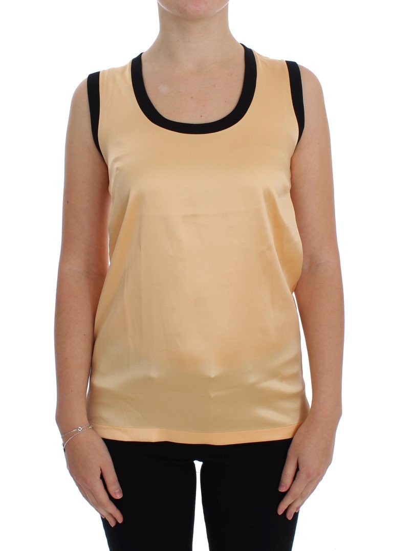 Dolce & Gabbana Women's Silk Stretch Tops Yellow SIG20503 - IT48|XXL