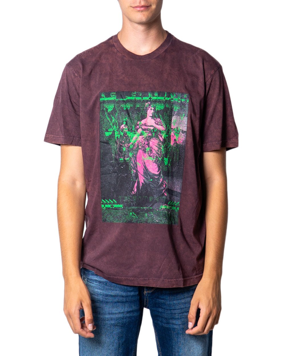 Diesel Men's T-Shirt Various Colours 175468 - bordeaux-3 L