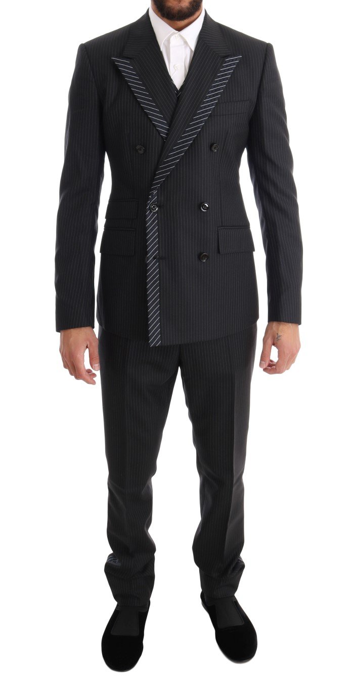 Dolce & Gabbana Men's Double Breasted 3 Piece Suit Gray KOS1063 - IT44 | XS