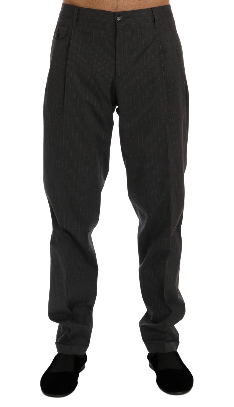 Dolce & Gabbana Men's Striped Cotton Dress Formal Trouser Gray PAN60345 - IT50 | L