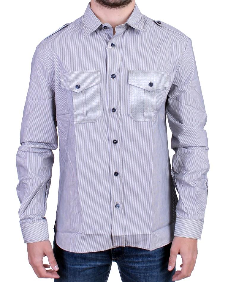 John Galliano Men's Striped Casual Shirt Blue SIG10696 - IT48 | M