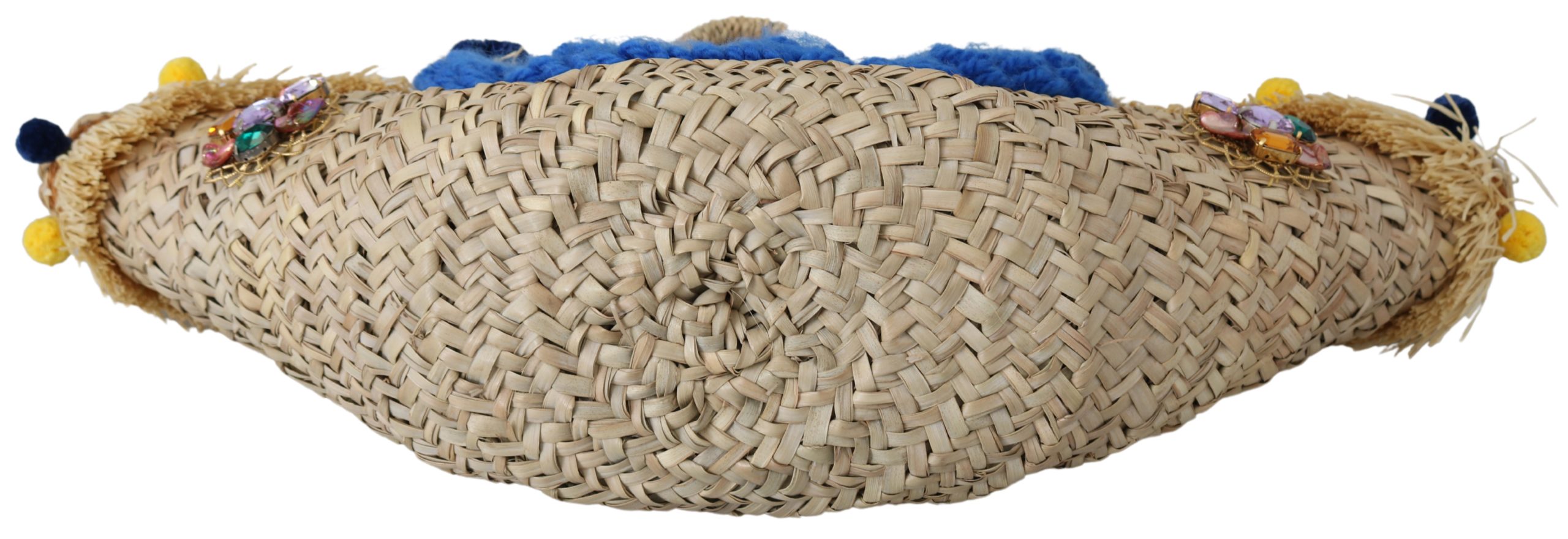 Dolce & Gabbana Women's Straw Fur Balls Crystals Tote Bag Multicolor VAS9628