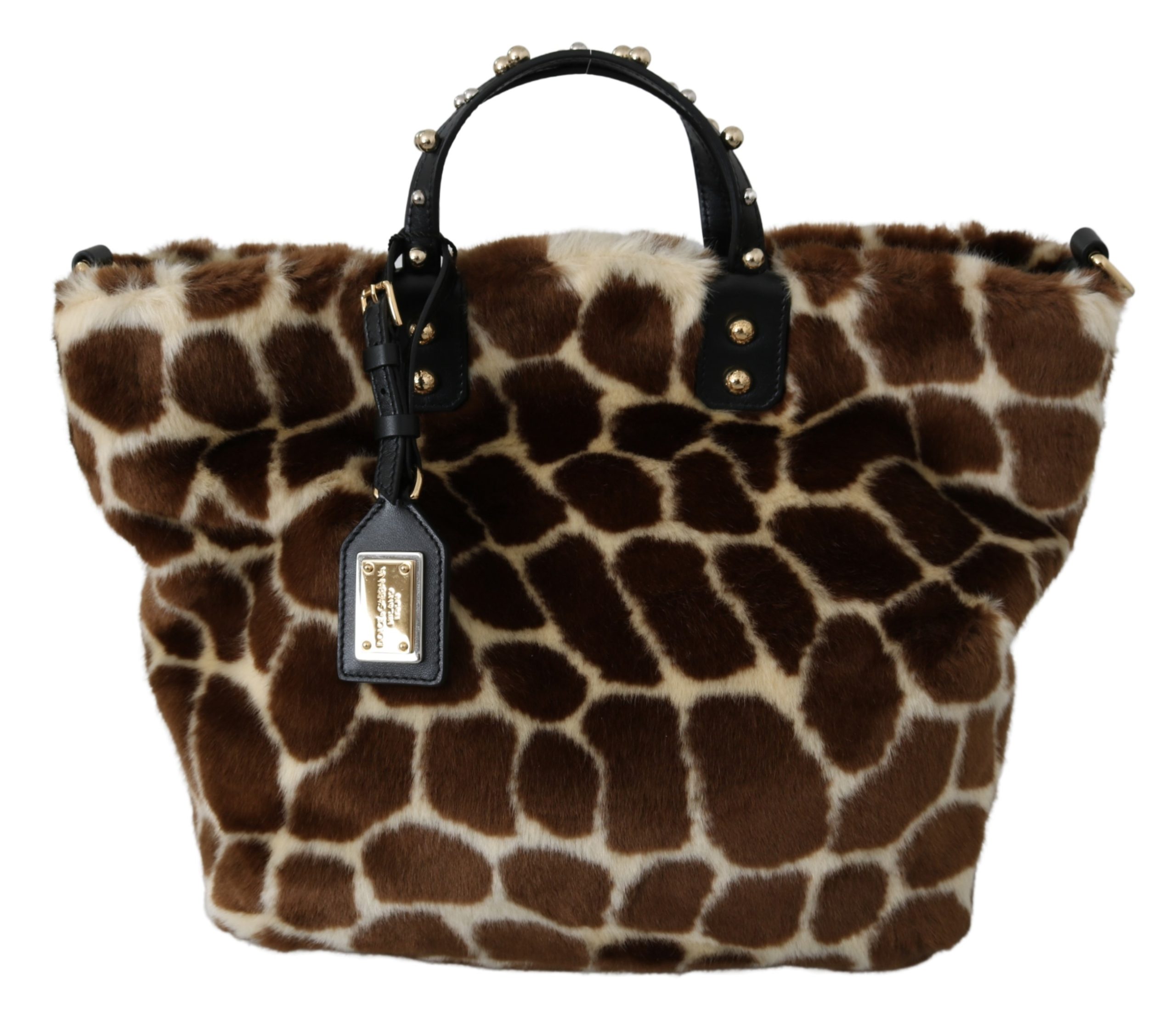 Dolce & Gabbana Women's Giraffe Print Shopping Tote Bag Brown VAS9798