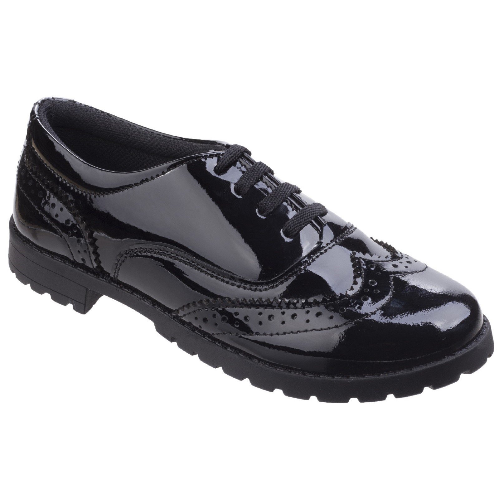Hush Puppies Kid's Eadie Junior Patent School Shoe Black 32734 - Patent Black 11