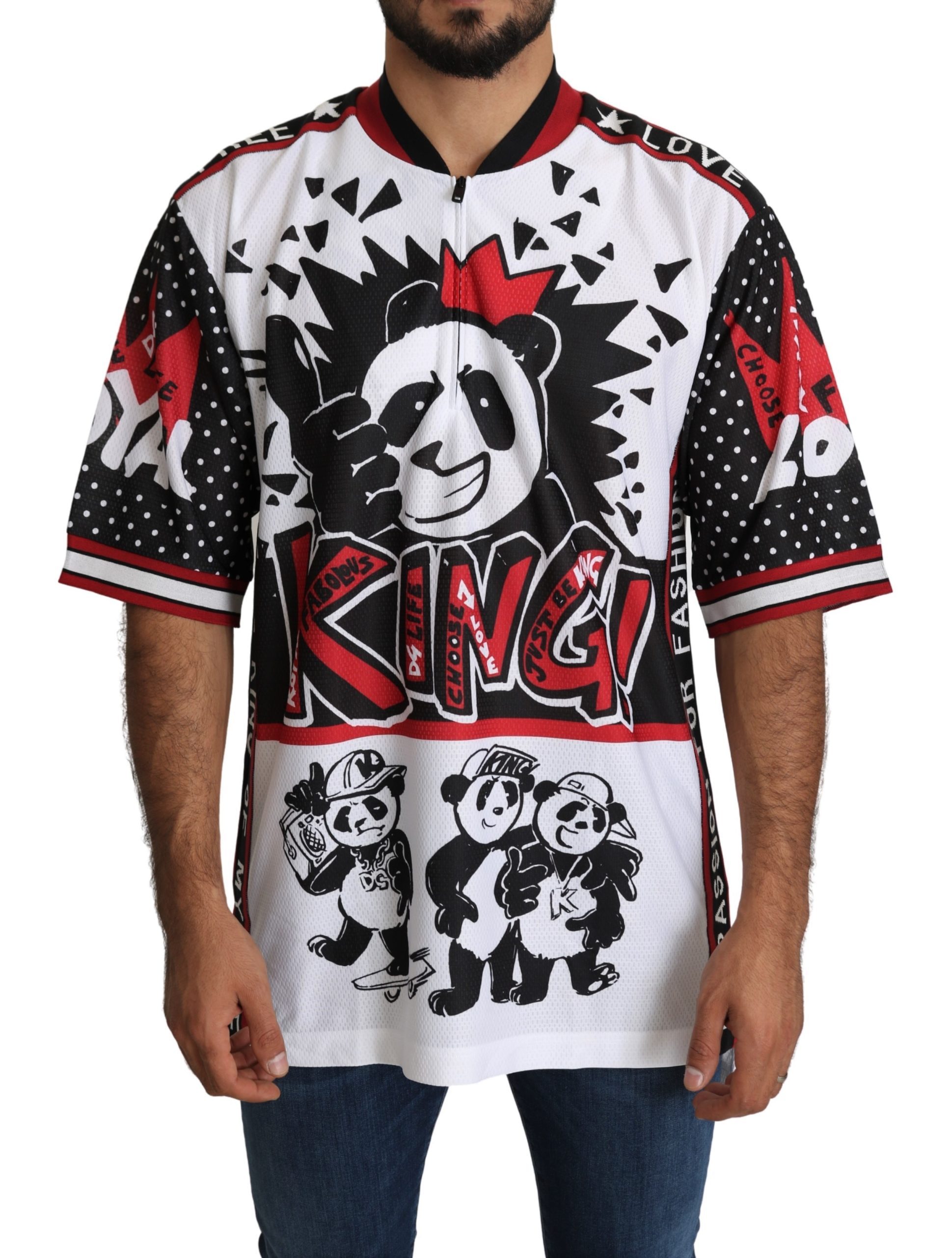 White King Panda Top Polyester Mens T-shirt - IT44 | XS