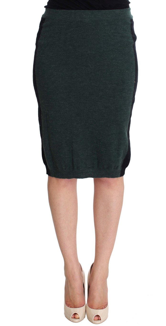 Green Wool Blend Pencil Skirt - IT42|M