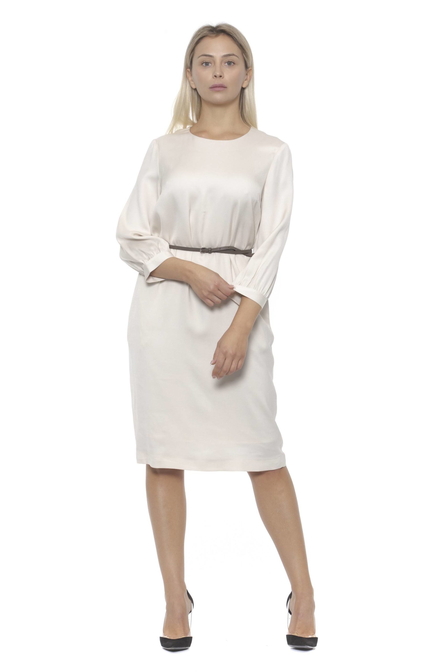 Peserico Women's Bianco Dress Beige PE1383158 - IT42 | S