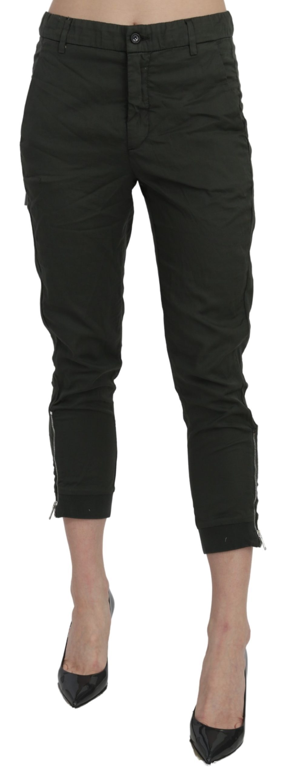 Dondup Women's Mid Waist Skinny Cropped Cotton Trouser Gray PAN70885 - IT40|S
