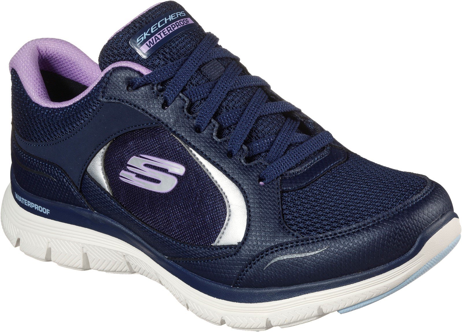 Skechers Women's Flex Appeal 4.0 Clarity Sport Trainer Various Colours 32113 - Navy/Lavender 3