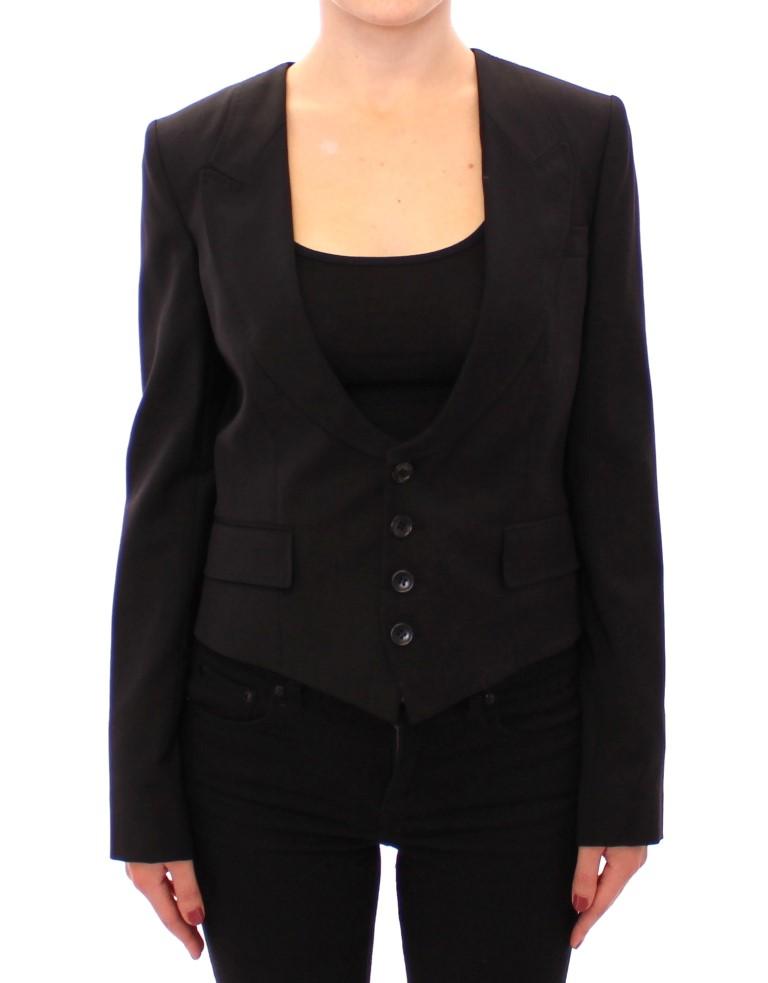 Black Silk Scarf Back Blazer Jacket - IT40|S