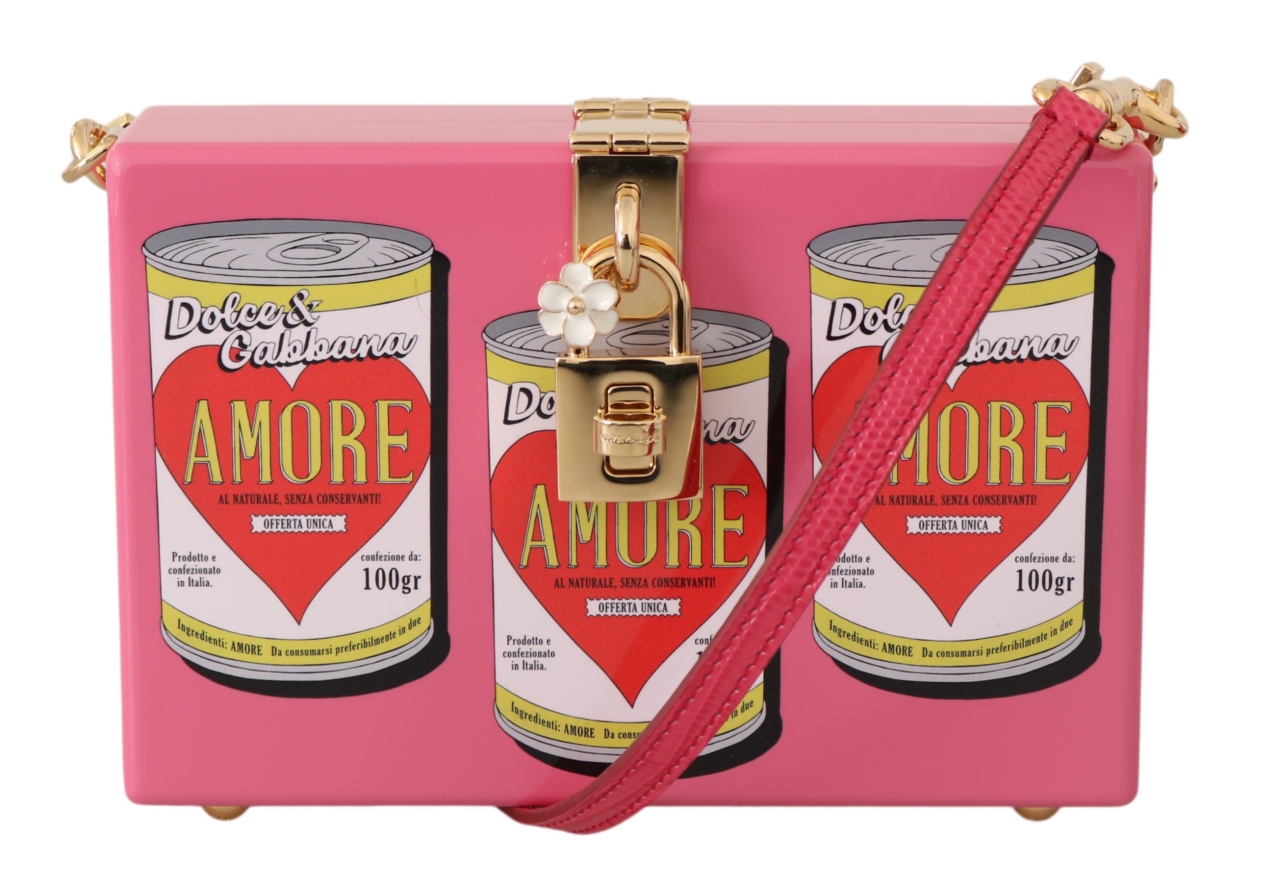 Dolce & Gabbana Women's Clutch Box Wooden AMORE Shoulder Bag Pink VA1052