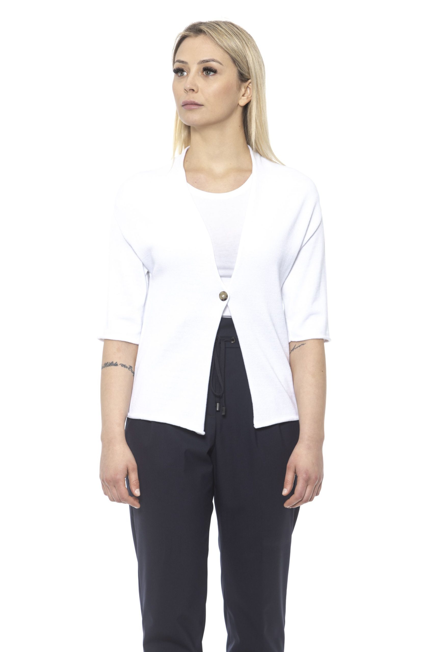 Peserico Women's Bianco Sweater White PE1426933 - IT42 | S